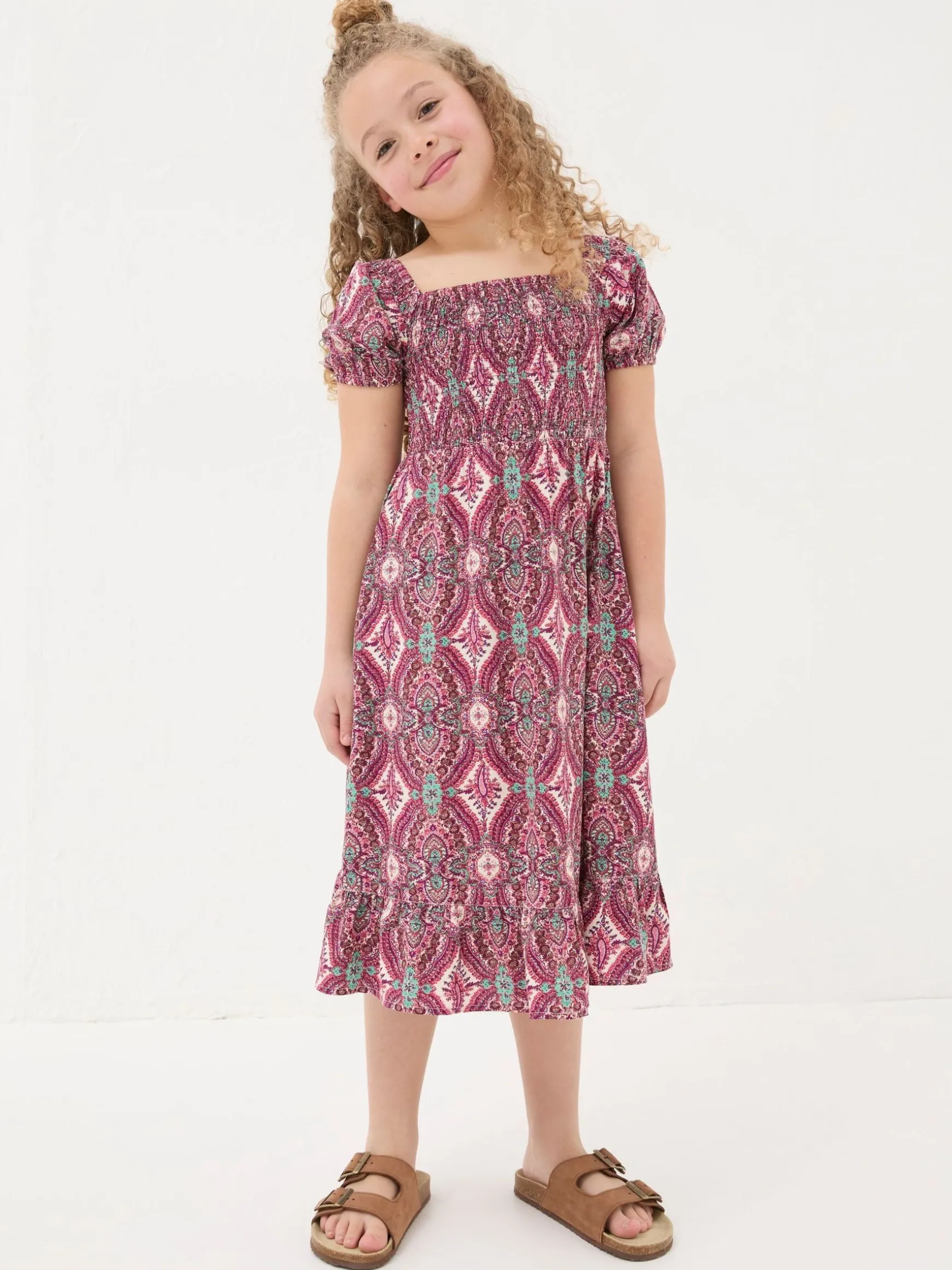 FatFace Adele Paisley Midi Dress Purple Sale