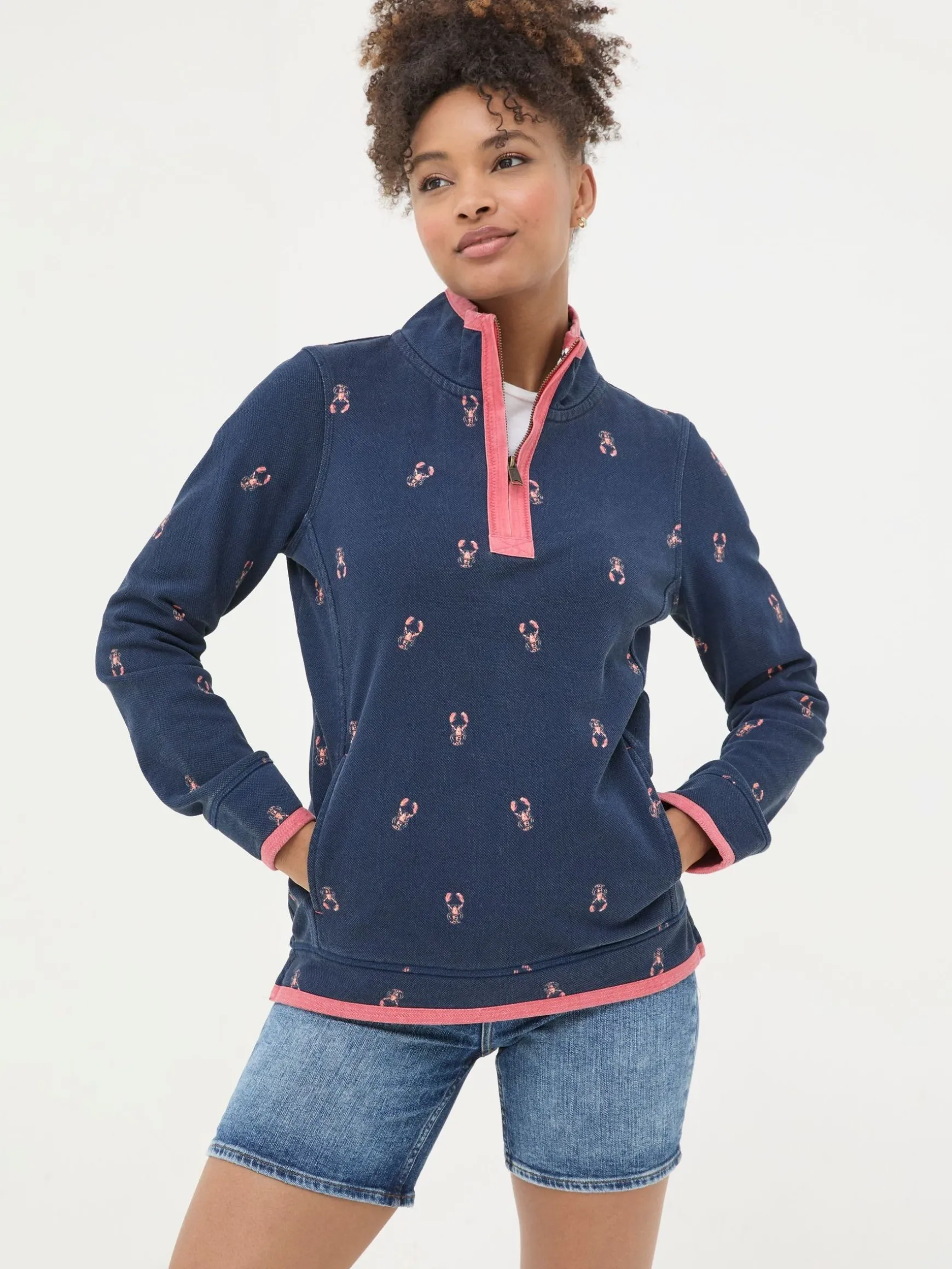 FatFace Airlie Sweat Top Blue Lobster Hot