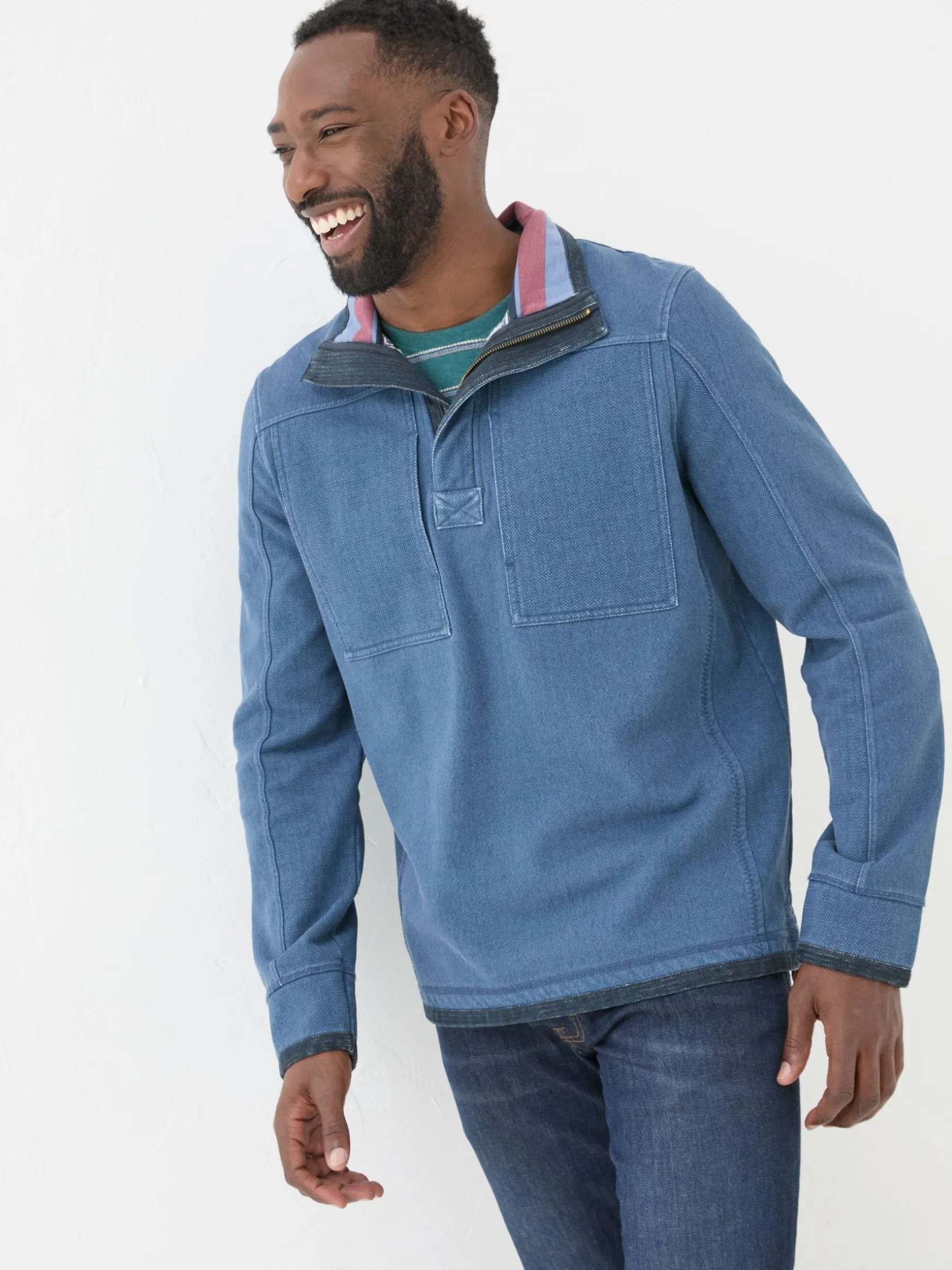 FatFace Airlie Panel Sweatshirt Blue Outlet