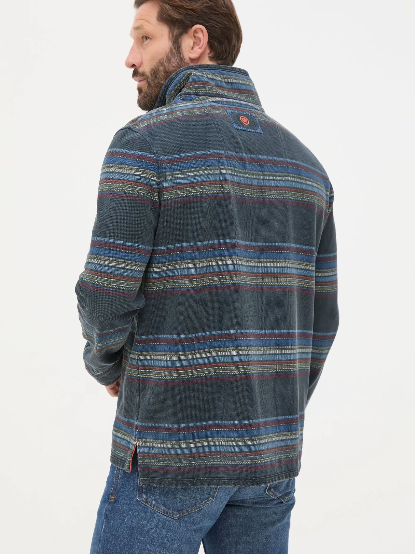 FatFace Airlie Panel Sweatshirt Blue Stripe Shop