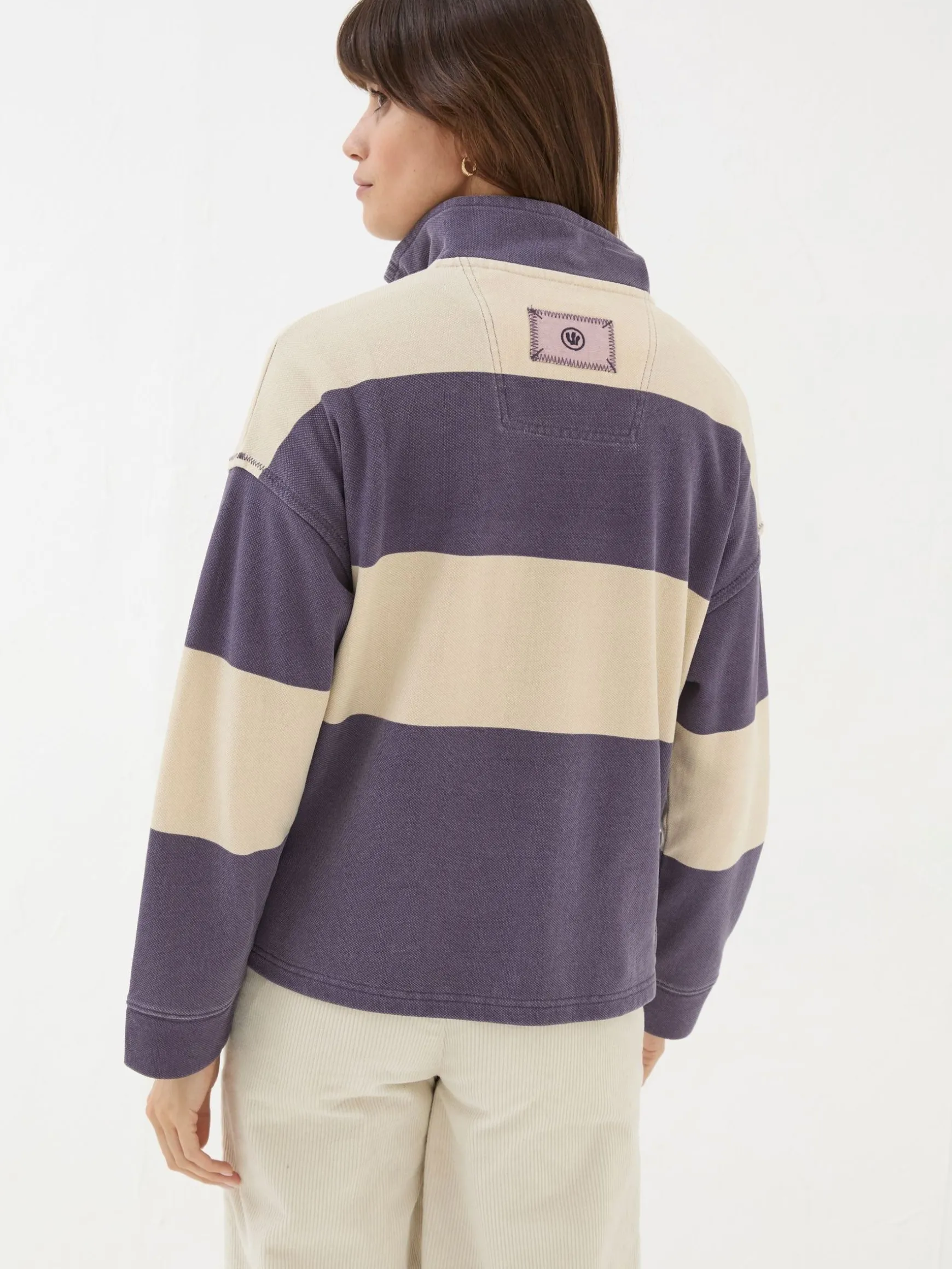 FatFace Airlie Relaxed Sweat Top Purple Striped New