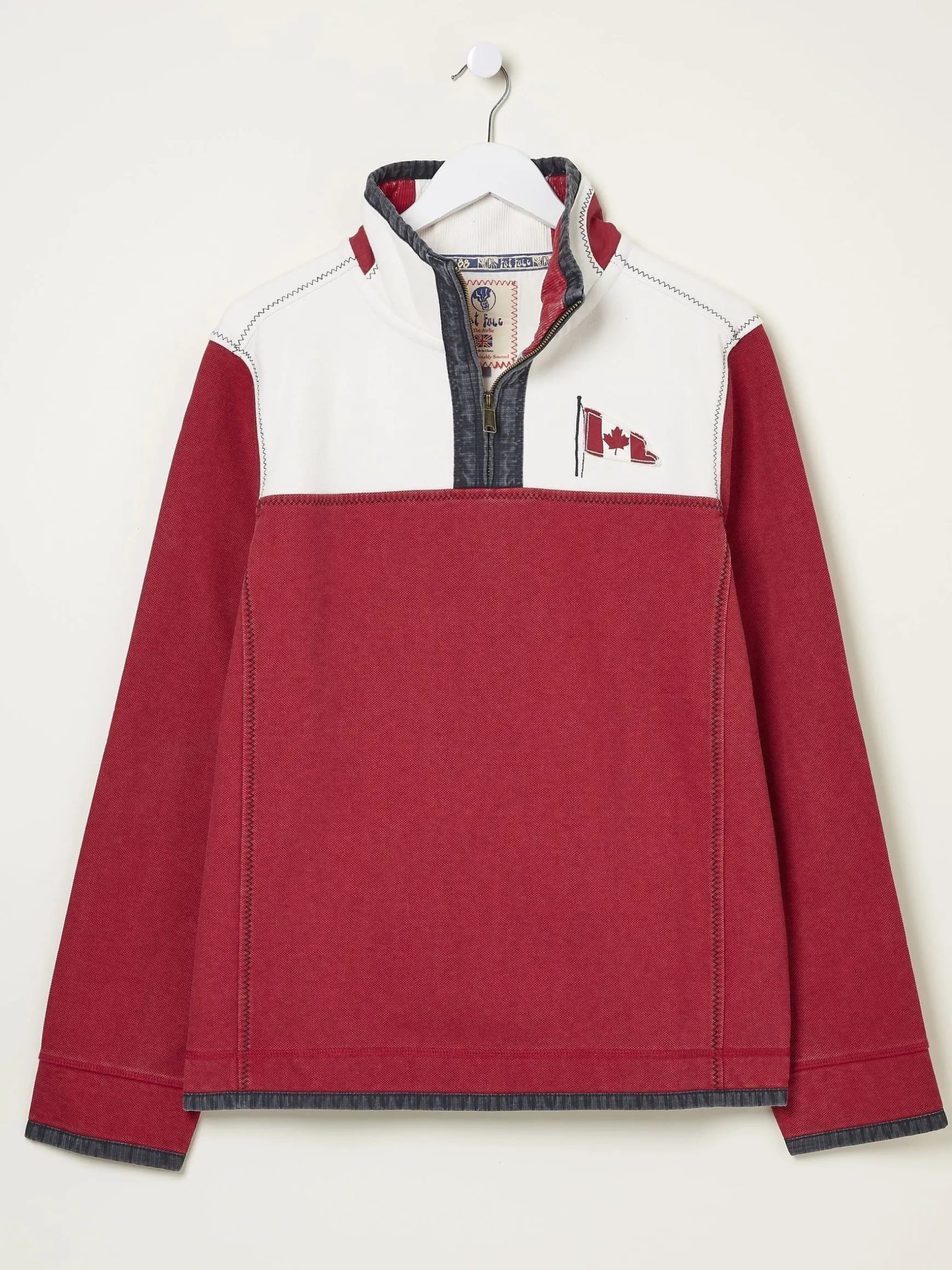 FatFace Airlie Panel Sweatshirt Red Outlet