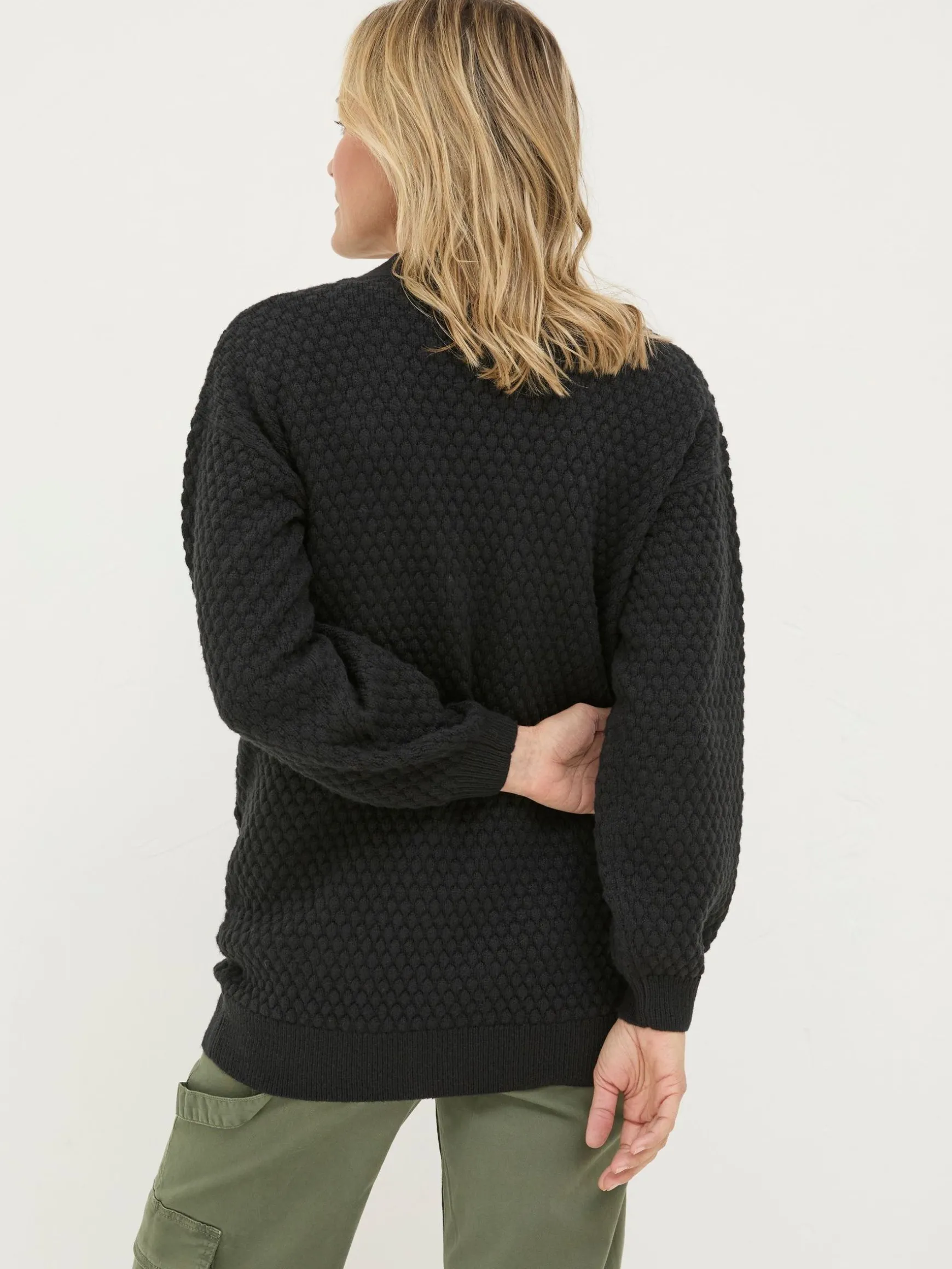 FatFace Ali V-Neck Cardigan Black Outlet