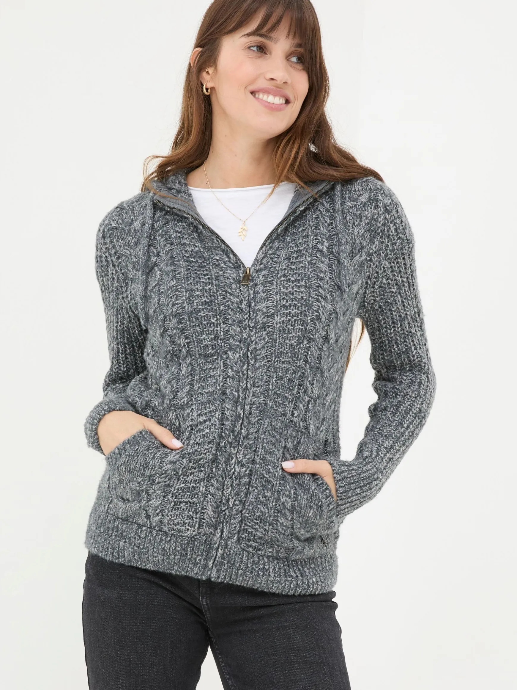 FatFace Alicia Hoodie Charcoal Grey Cheap