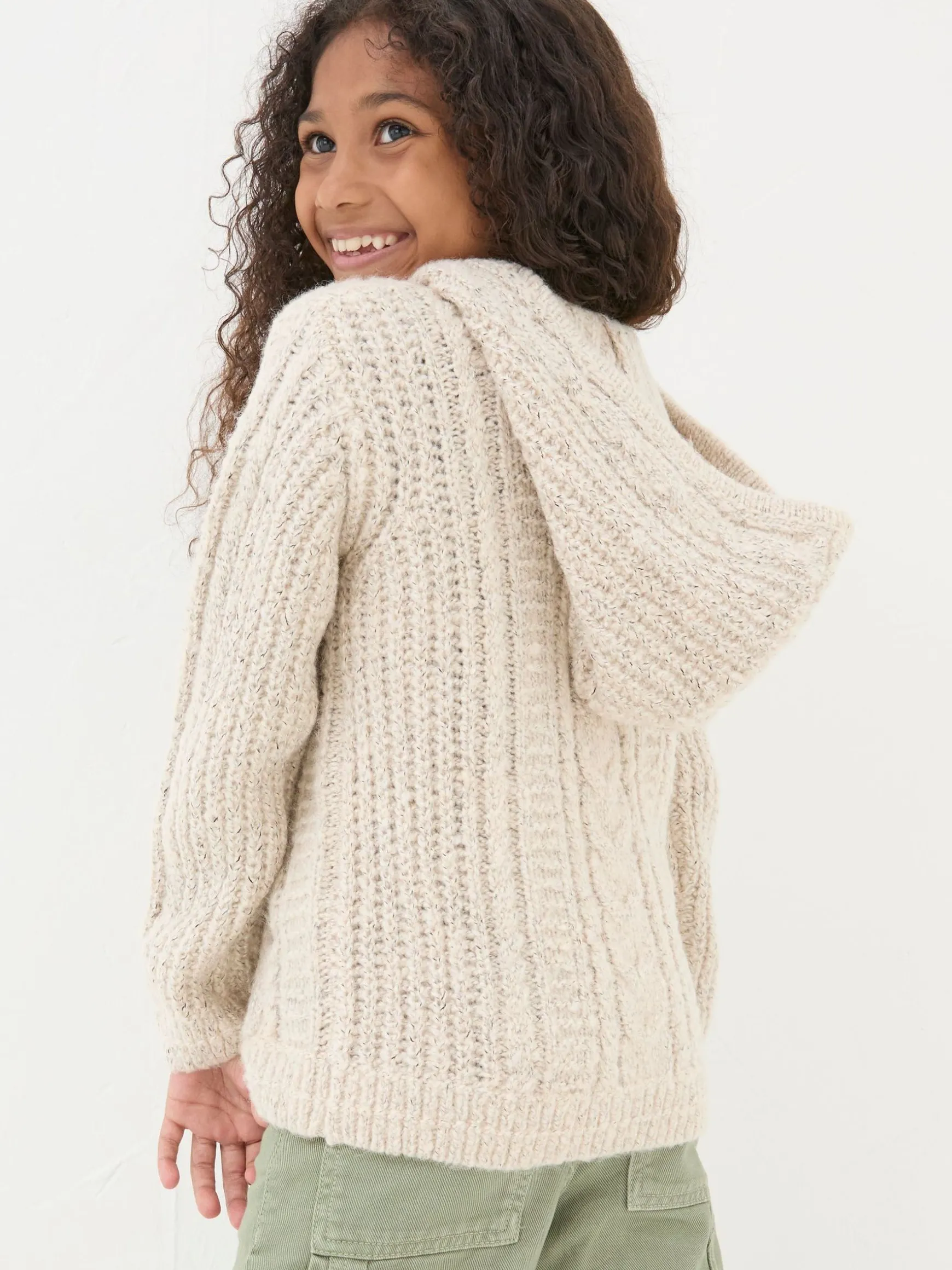 FatFace Alicia Knit Hoodie Cream Cheap