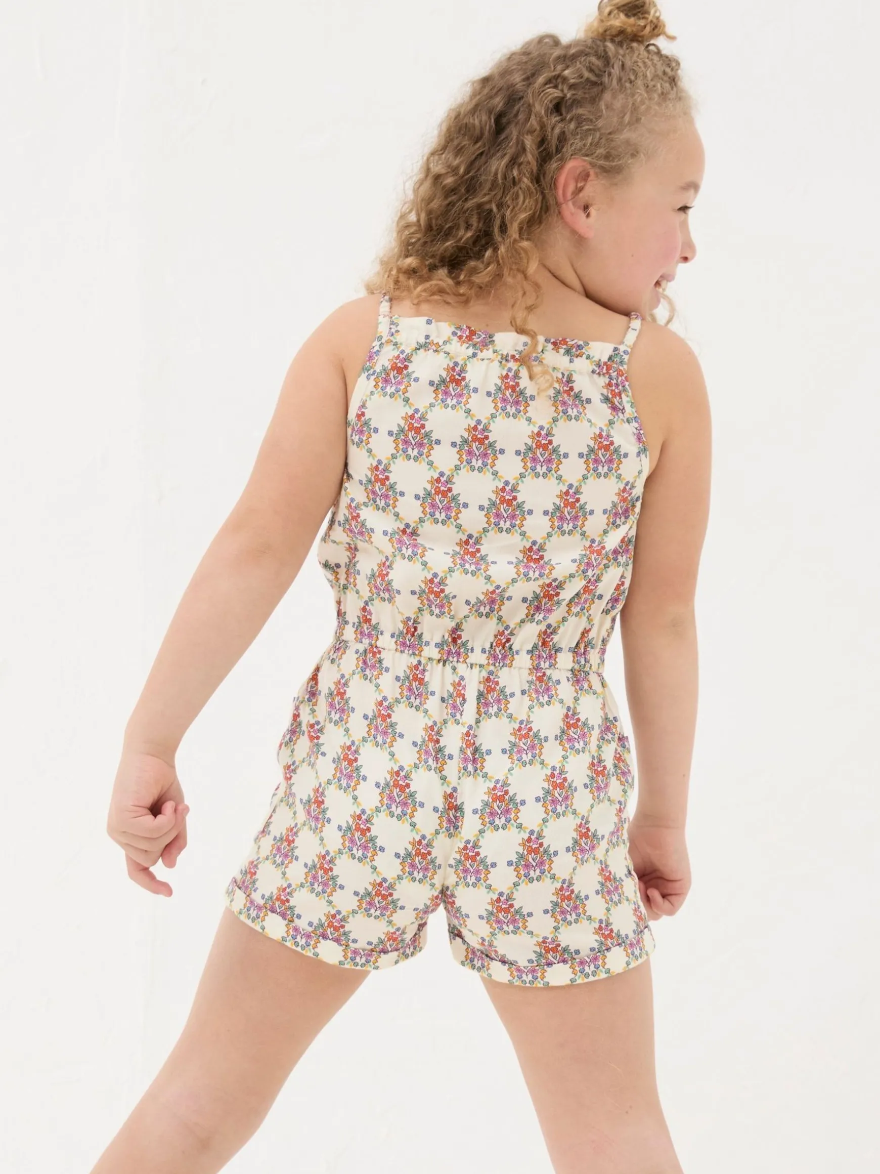 FatFace Amelia Geo Print Print Playsuit Natural Hot