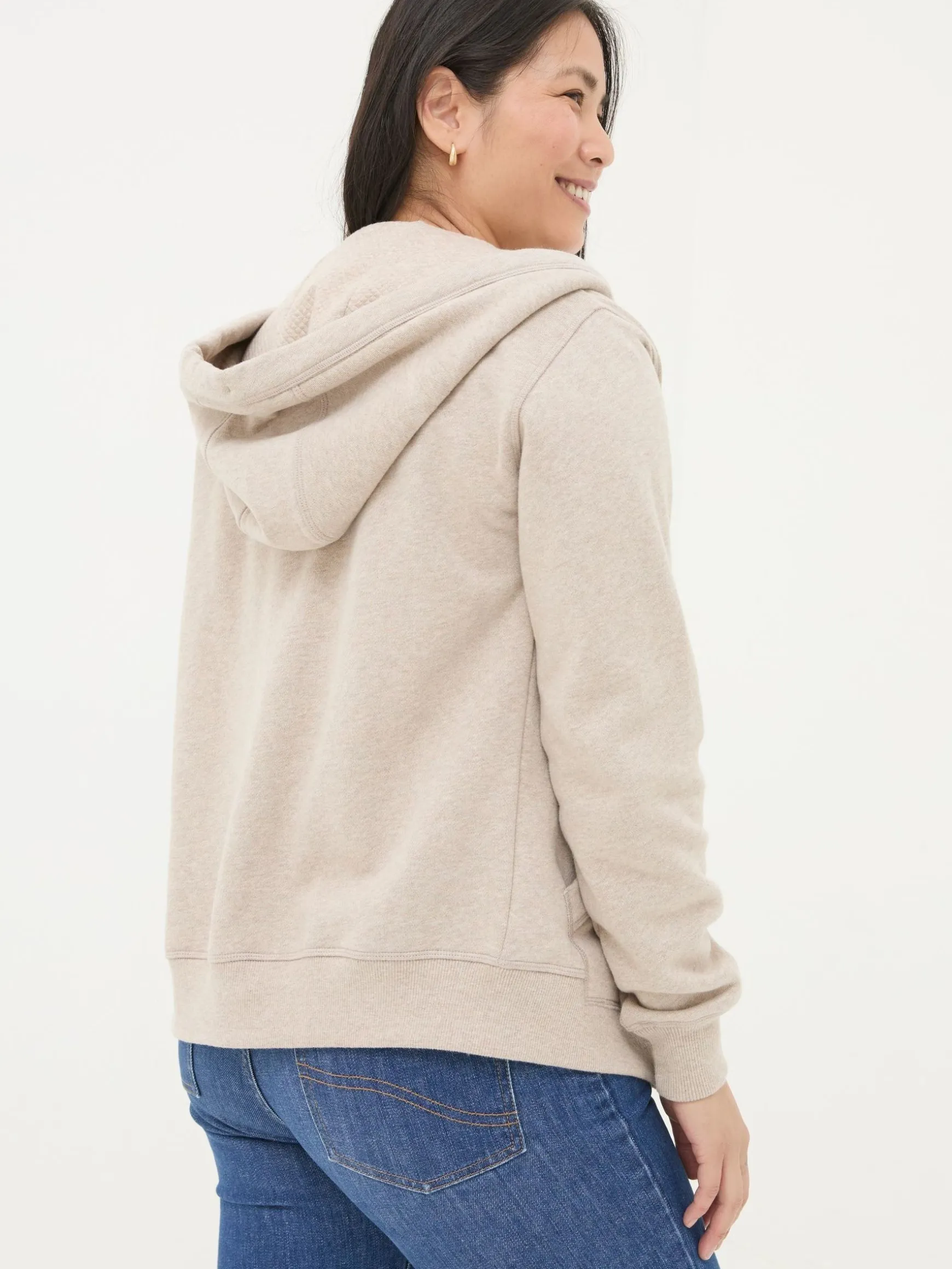 FatFace Amy Zip Through Hoodie Oatmeal Outlet