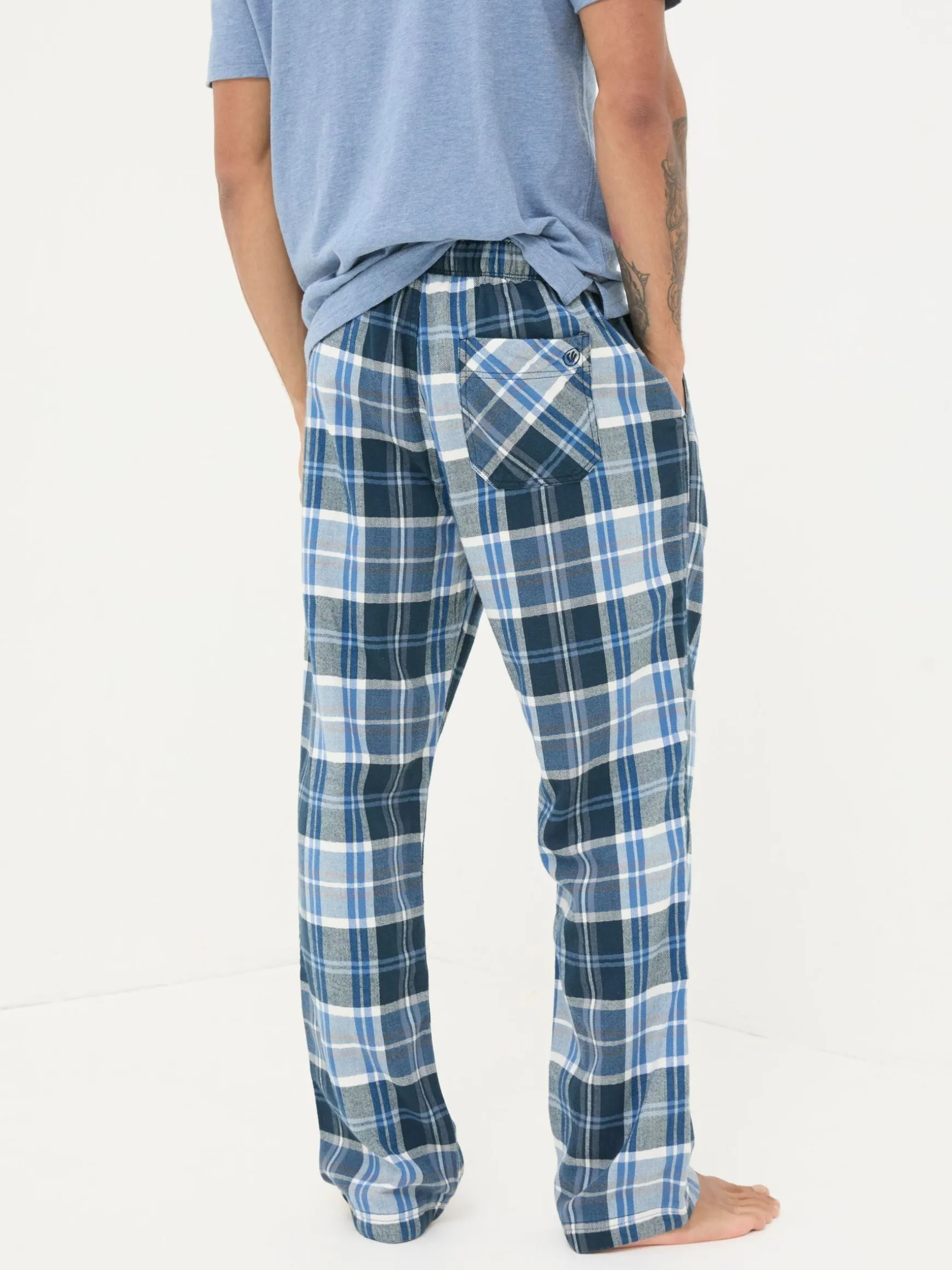 FatFace Anglesey Check Pyjama Bottoms Light Blue Outlet