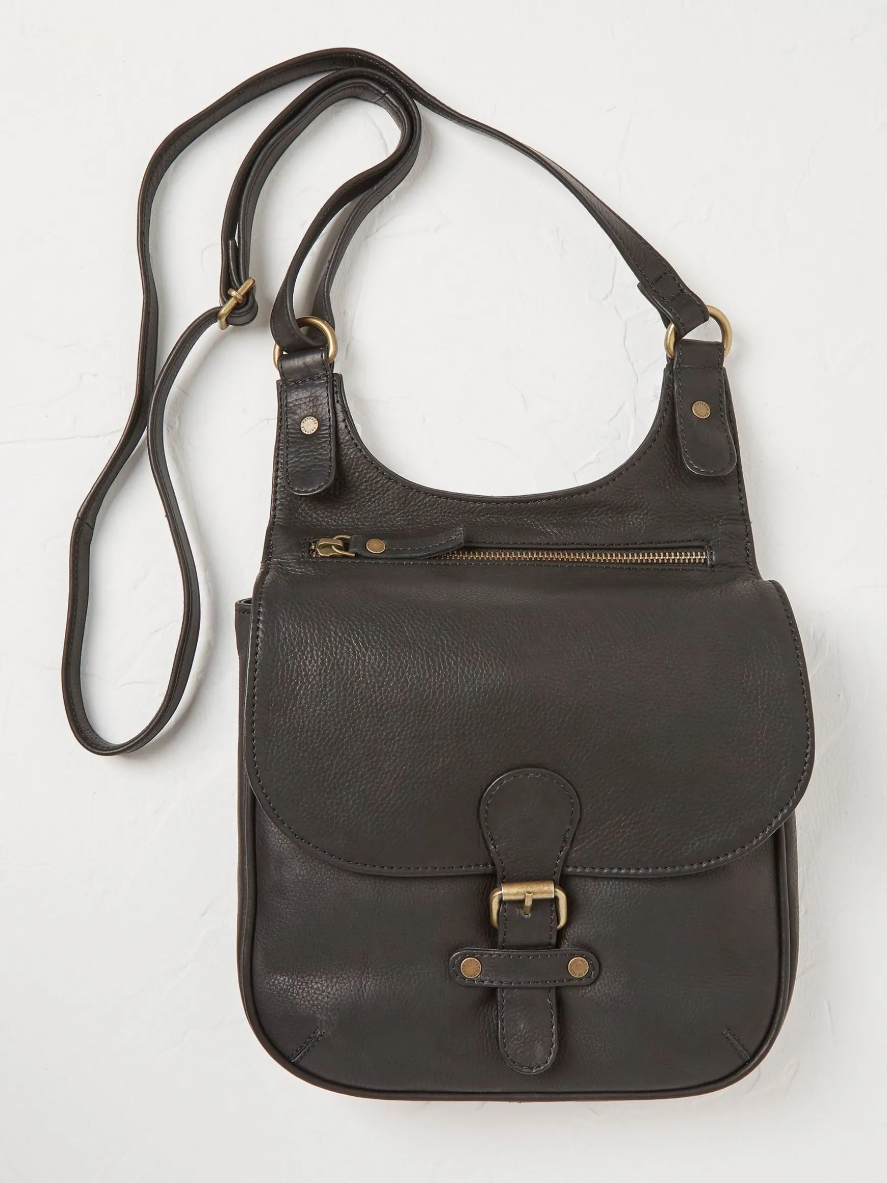 FatFace Anna Oiled Leather Crossbody Bag Black Flash Sale