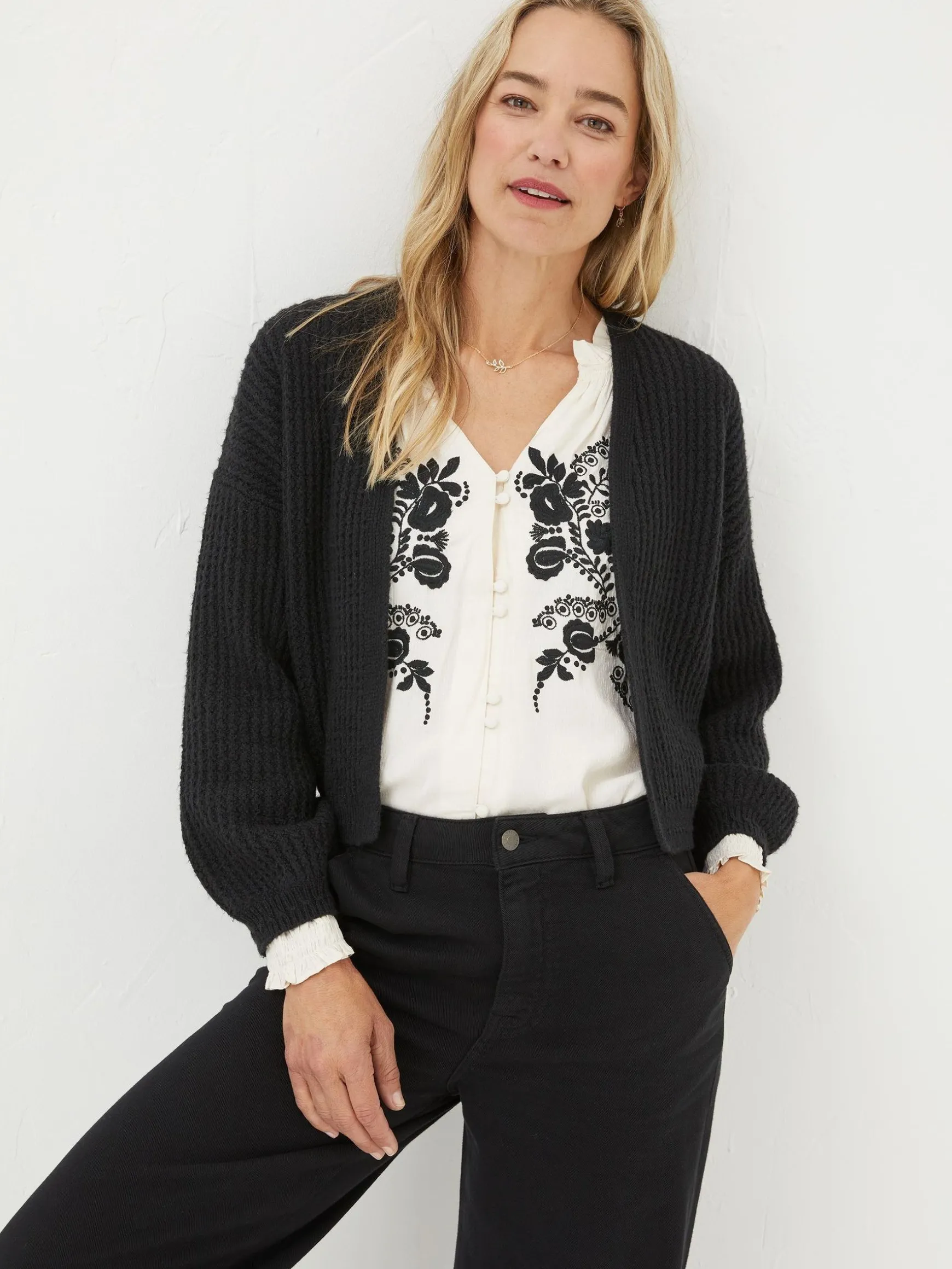 FatFace Anna Short Cardigan Black Online