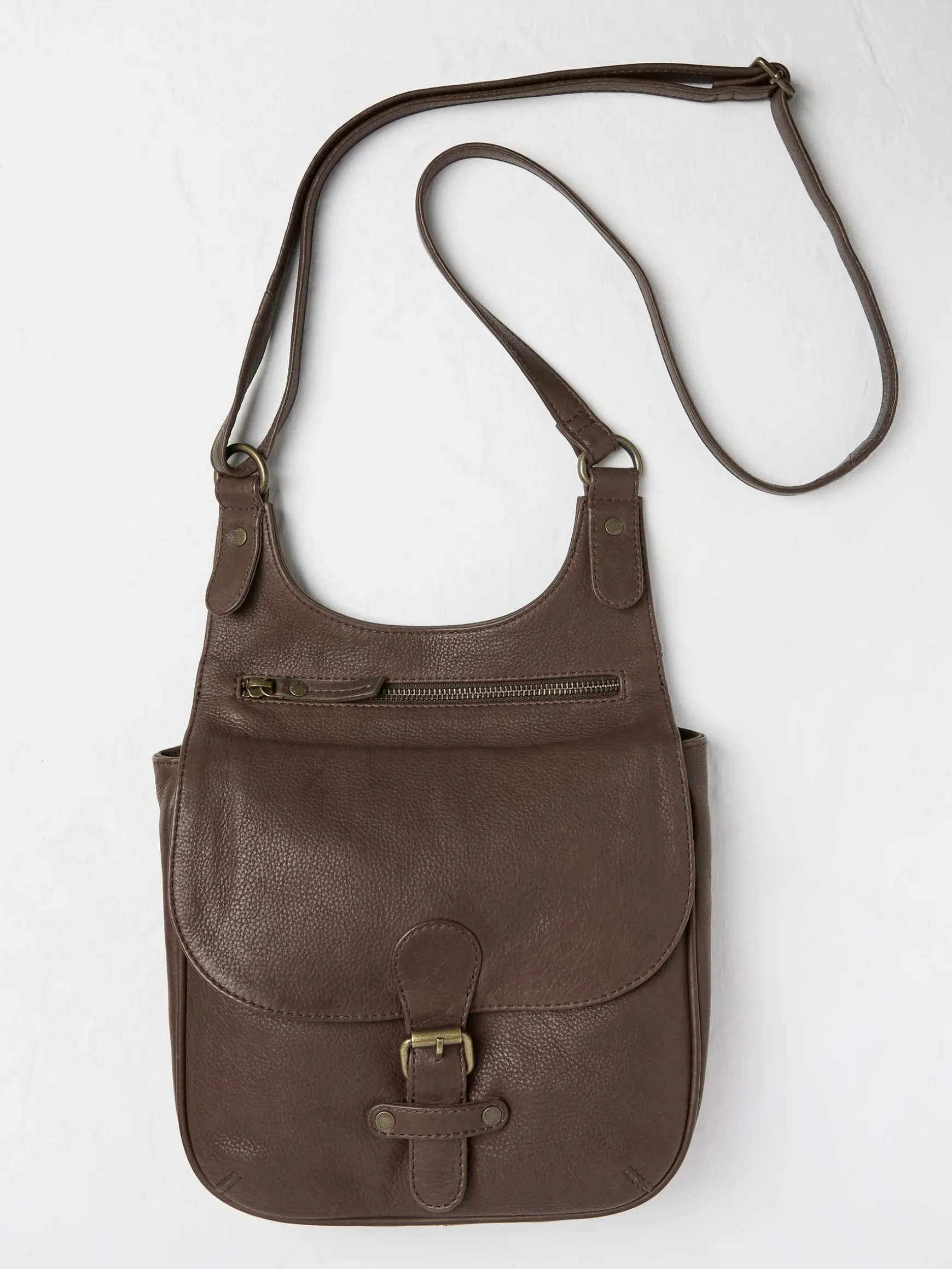 FatFace Anna Oiled Leather Crossbody Bag Brown Discount