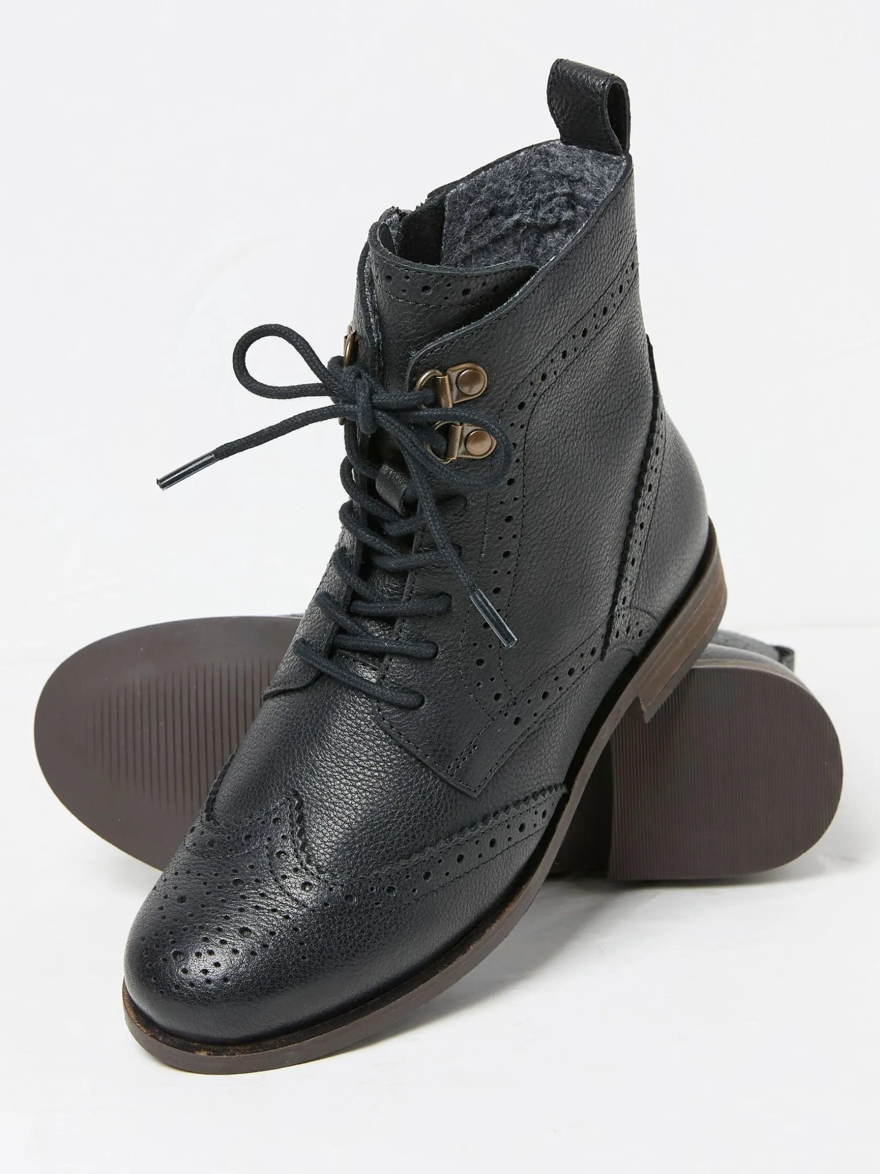 FatFace Anwen Brogue Ankle Boots Black Sale