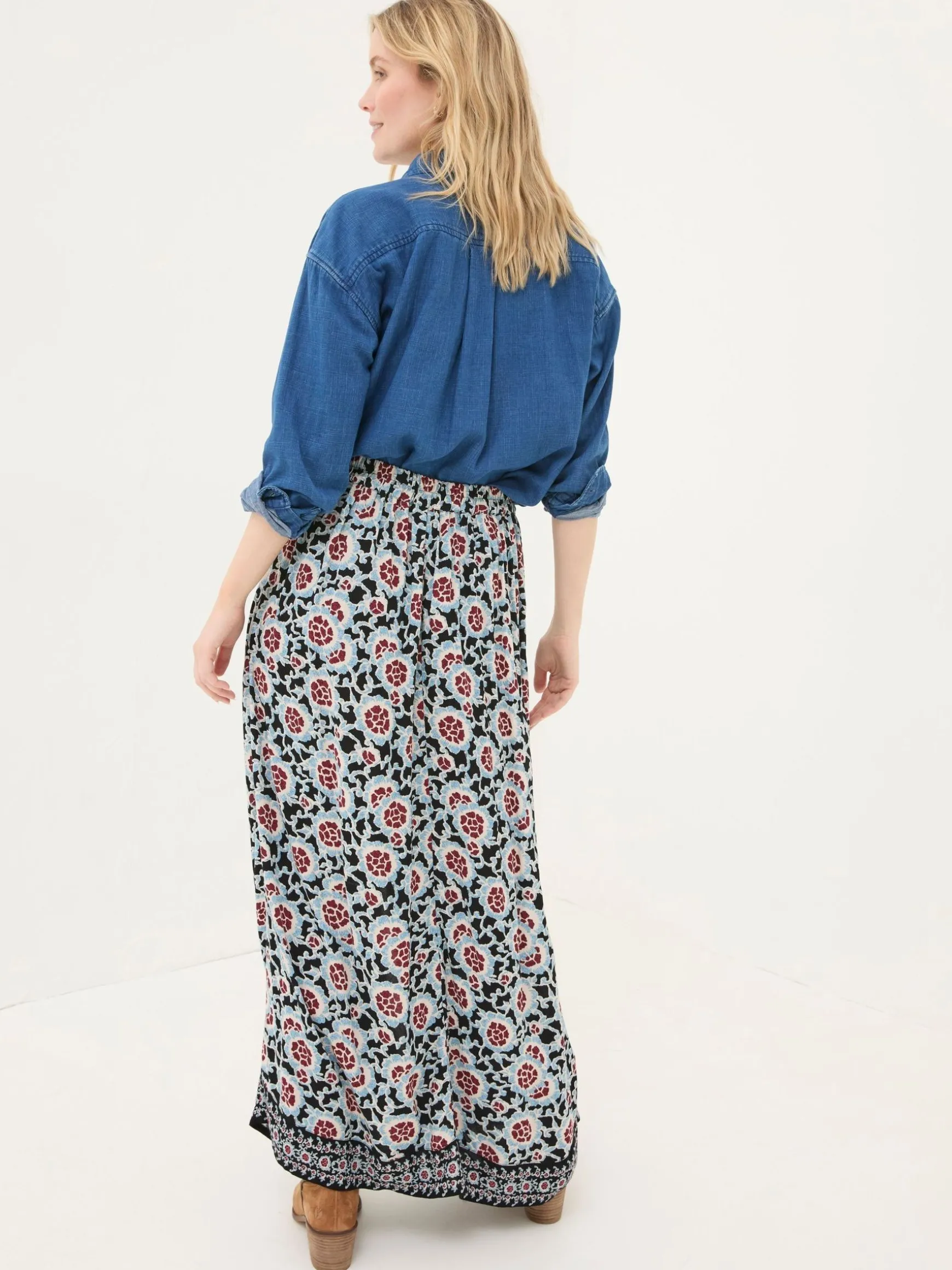 FatFace Arabella Midi Skirt Black Wild Floral Online