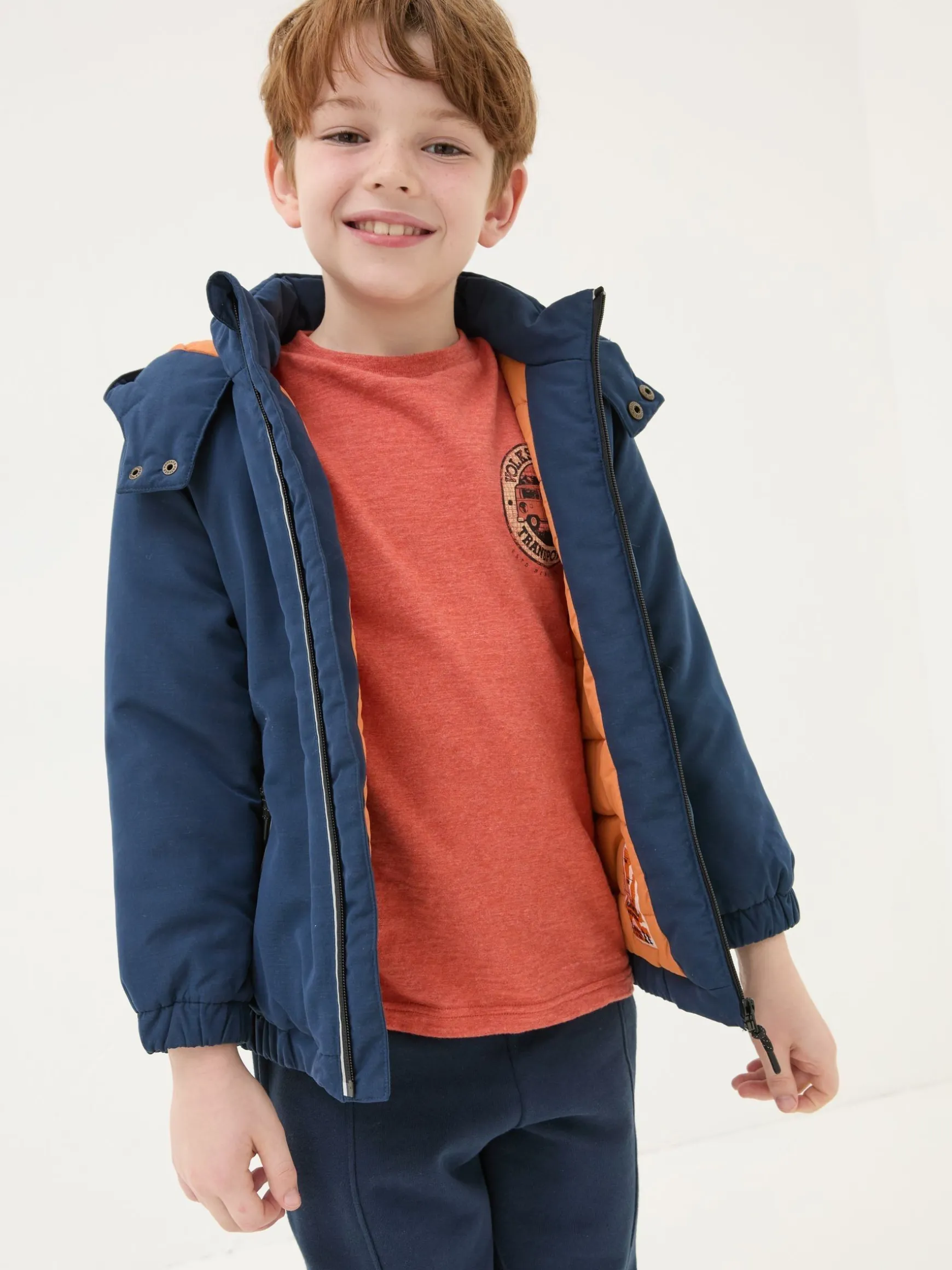 FatFace Archie Hooded Padded Jacket Navy Blue Best