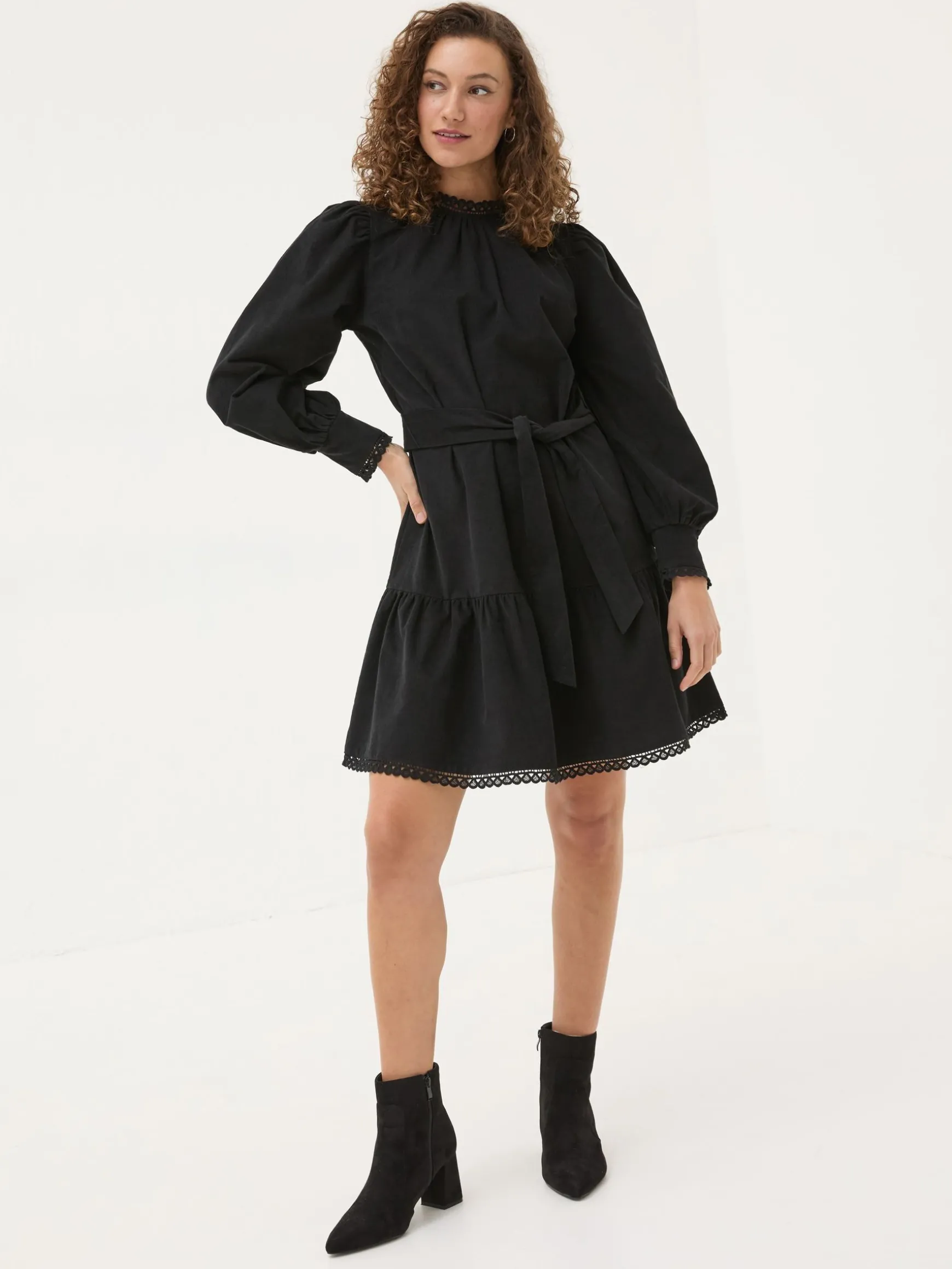 FatFace Adley Cord 100% Cotton Dress Black Shop