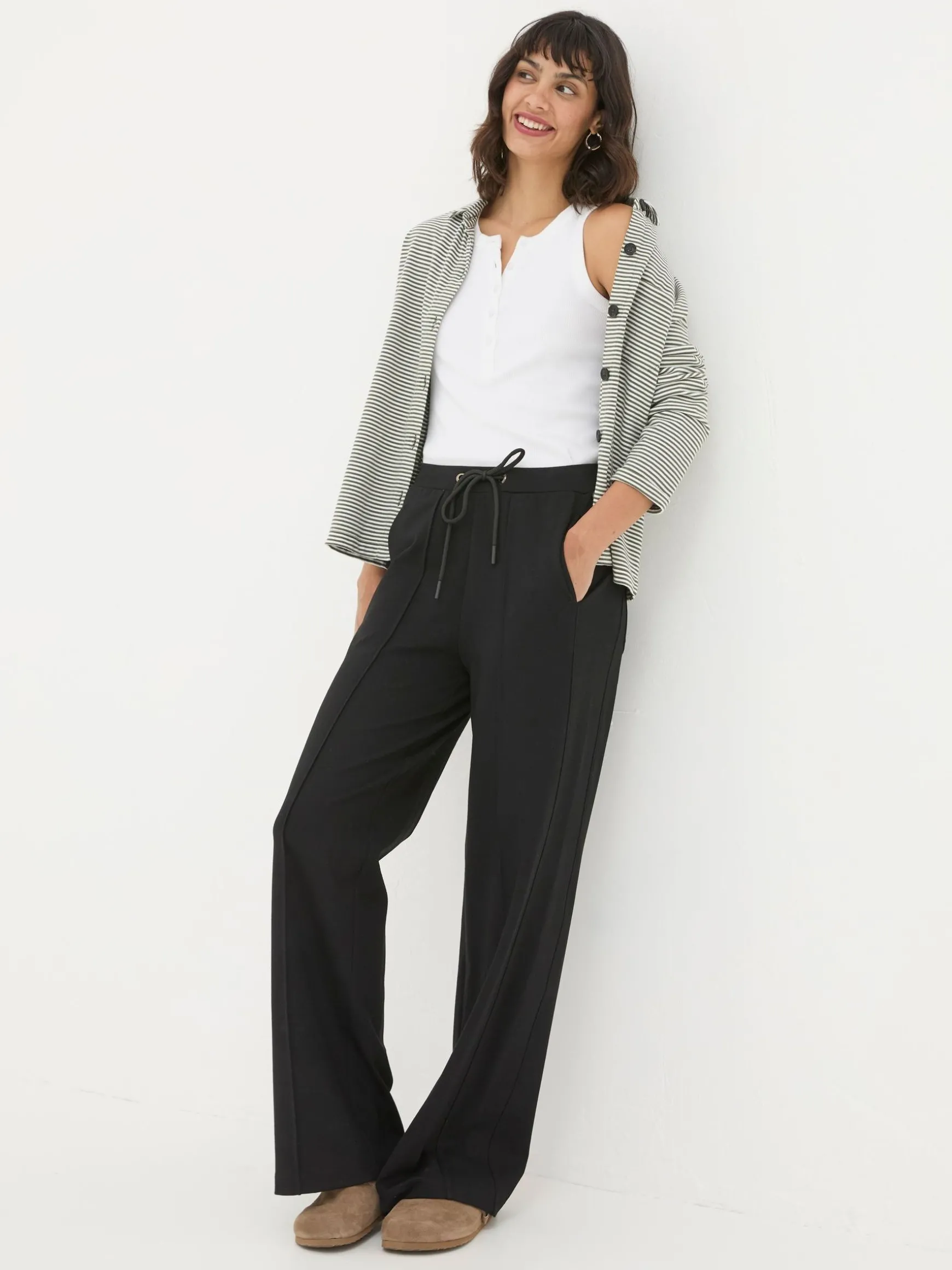 FatFace Ely Wide Leg Trousers Black Shop