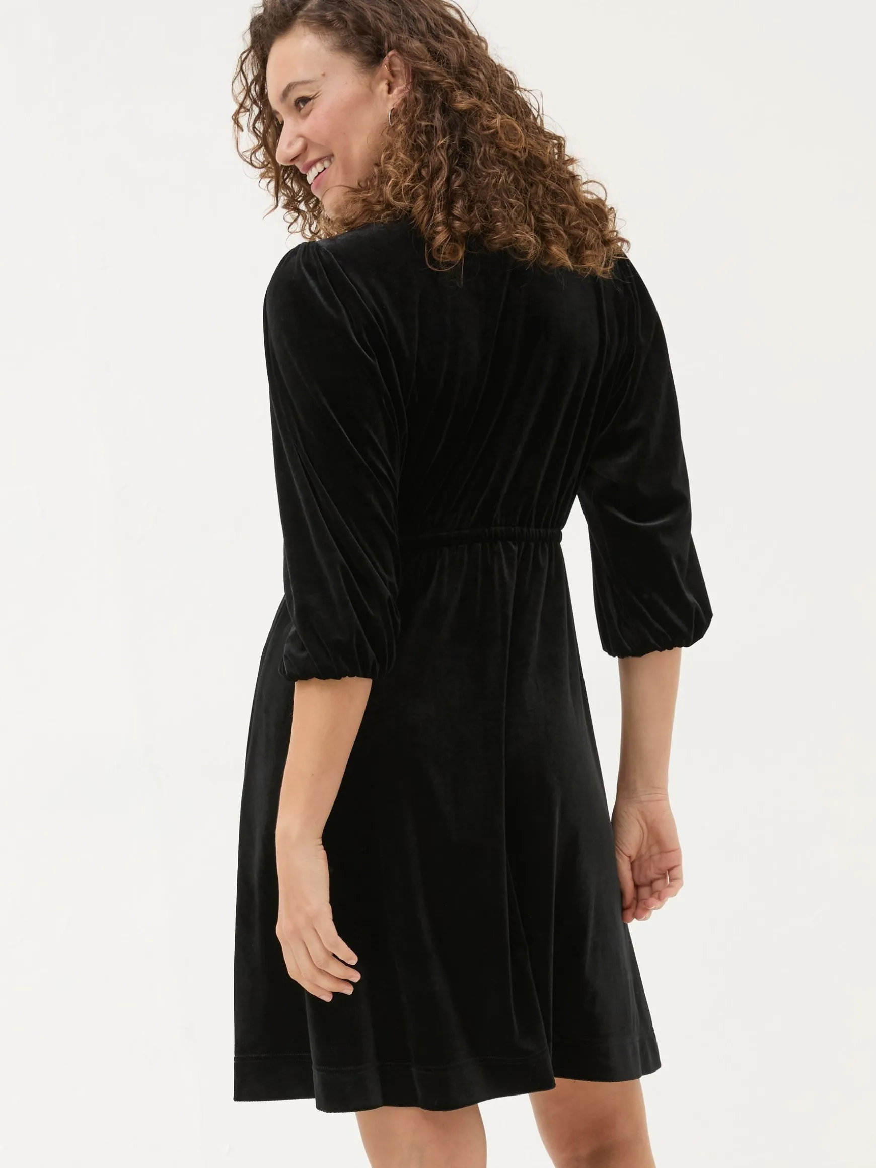 FatFace Gracie Velvet Dress Black Best Sale