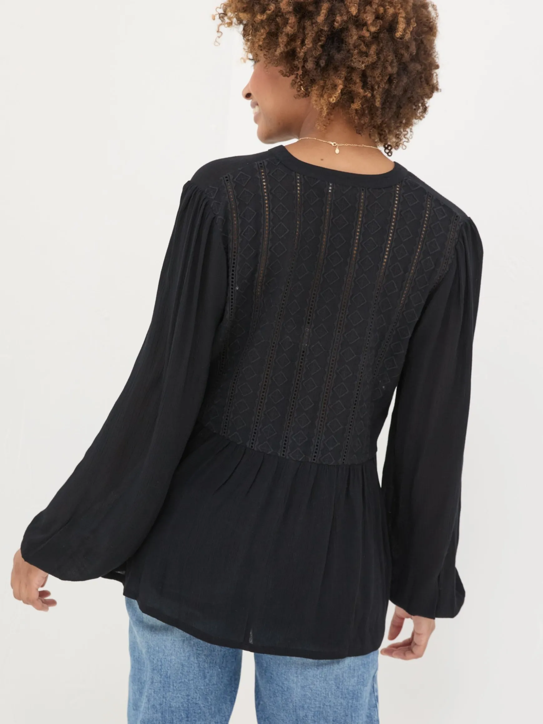 FatFace Lou Embroidered Blouse Black Shop