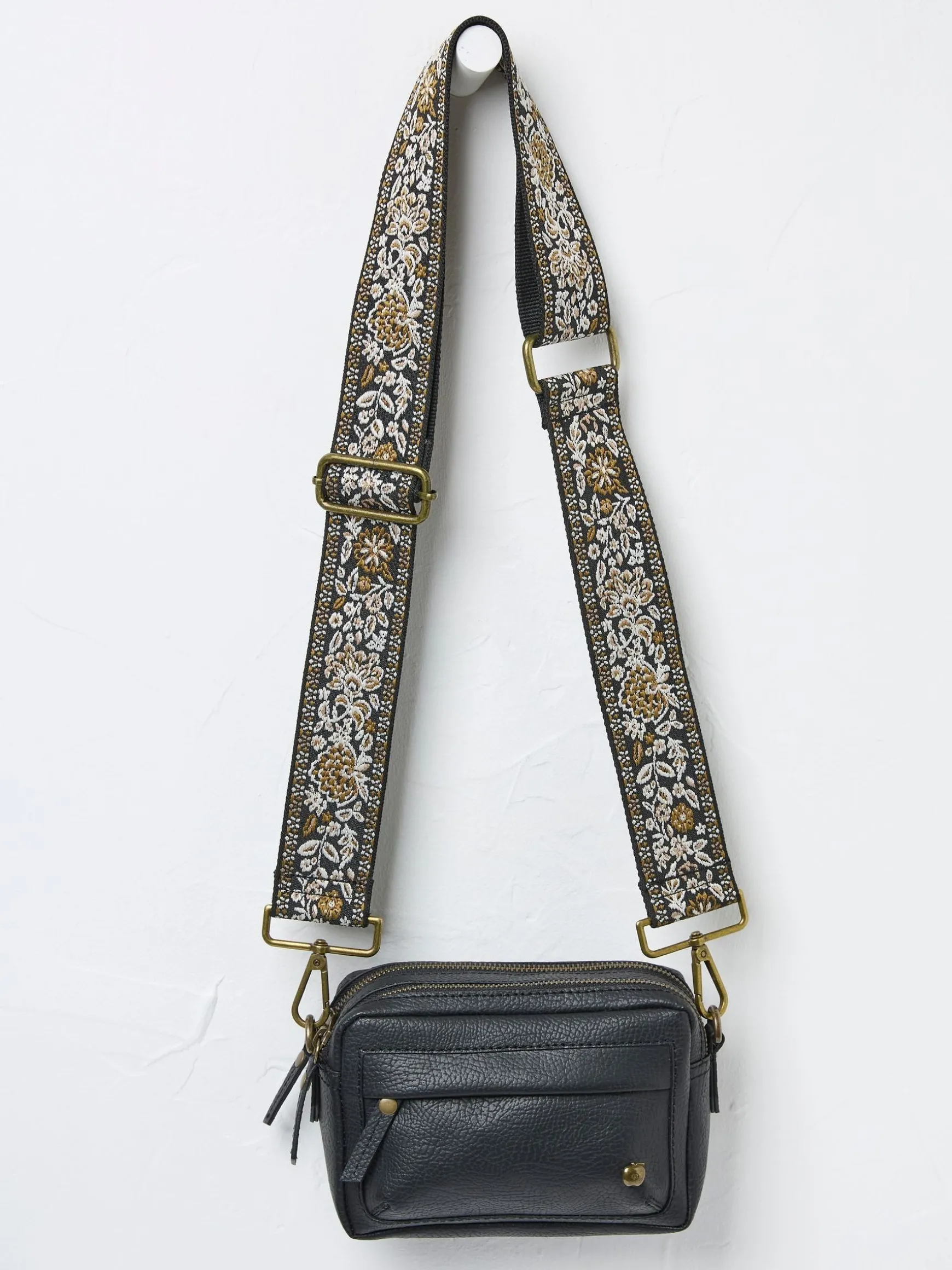 FatFace Ornate Bag Strap Black Discount