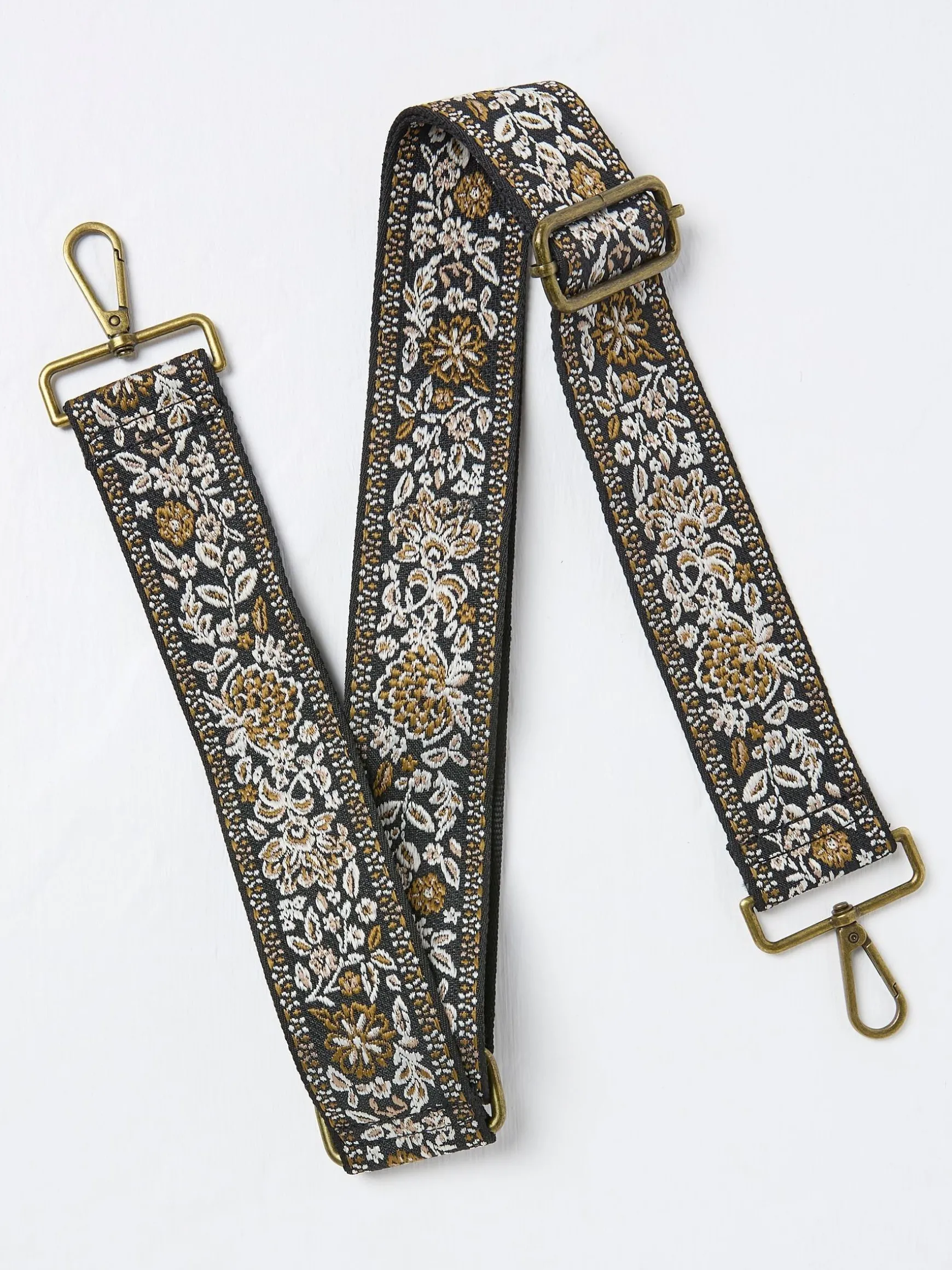 FatFace Ornate Bag Strap Black Discount