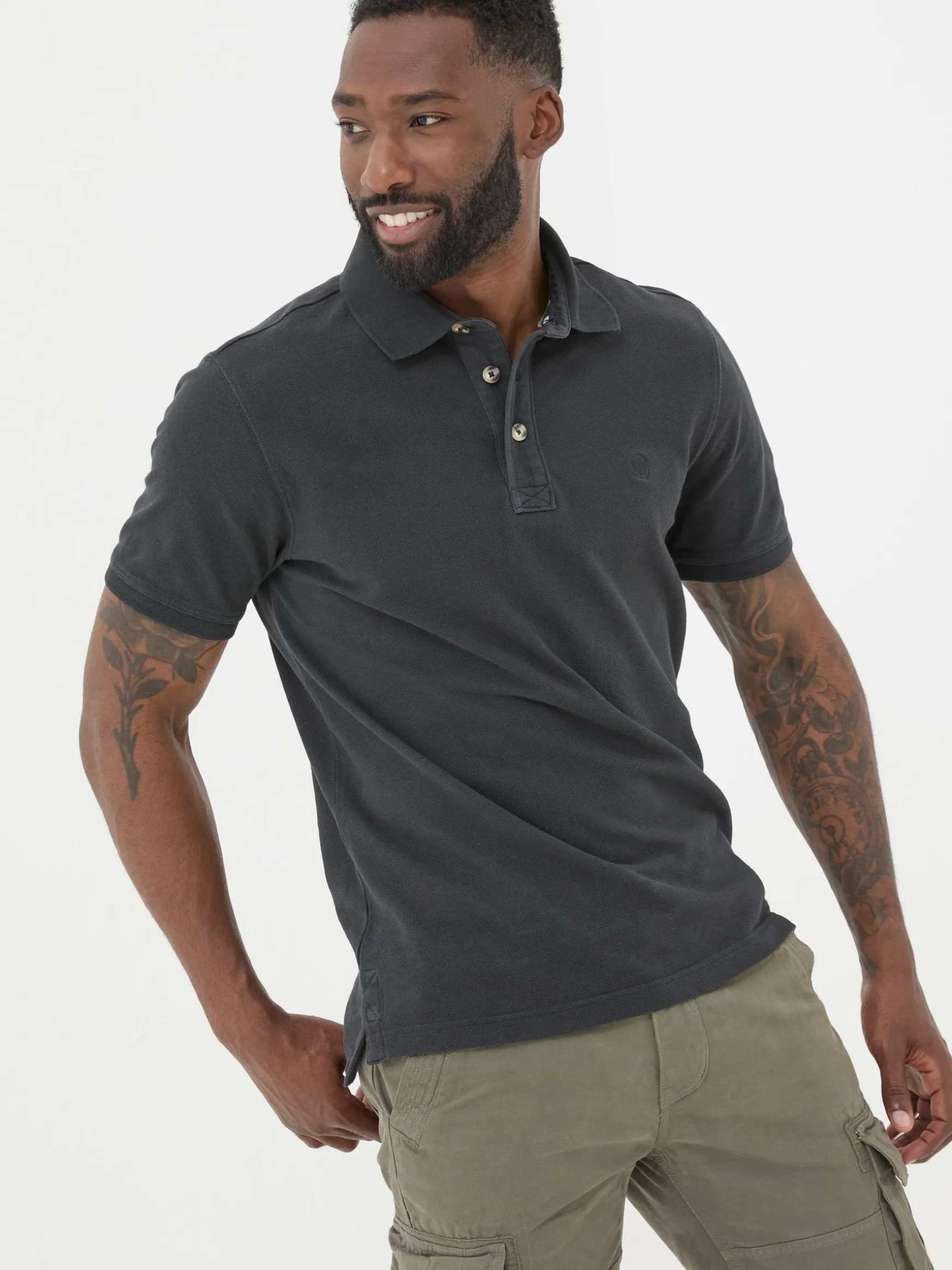 FatFace Pique Polo Shirt Black Best Sale