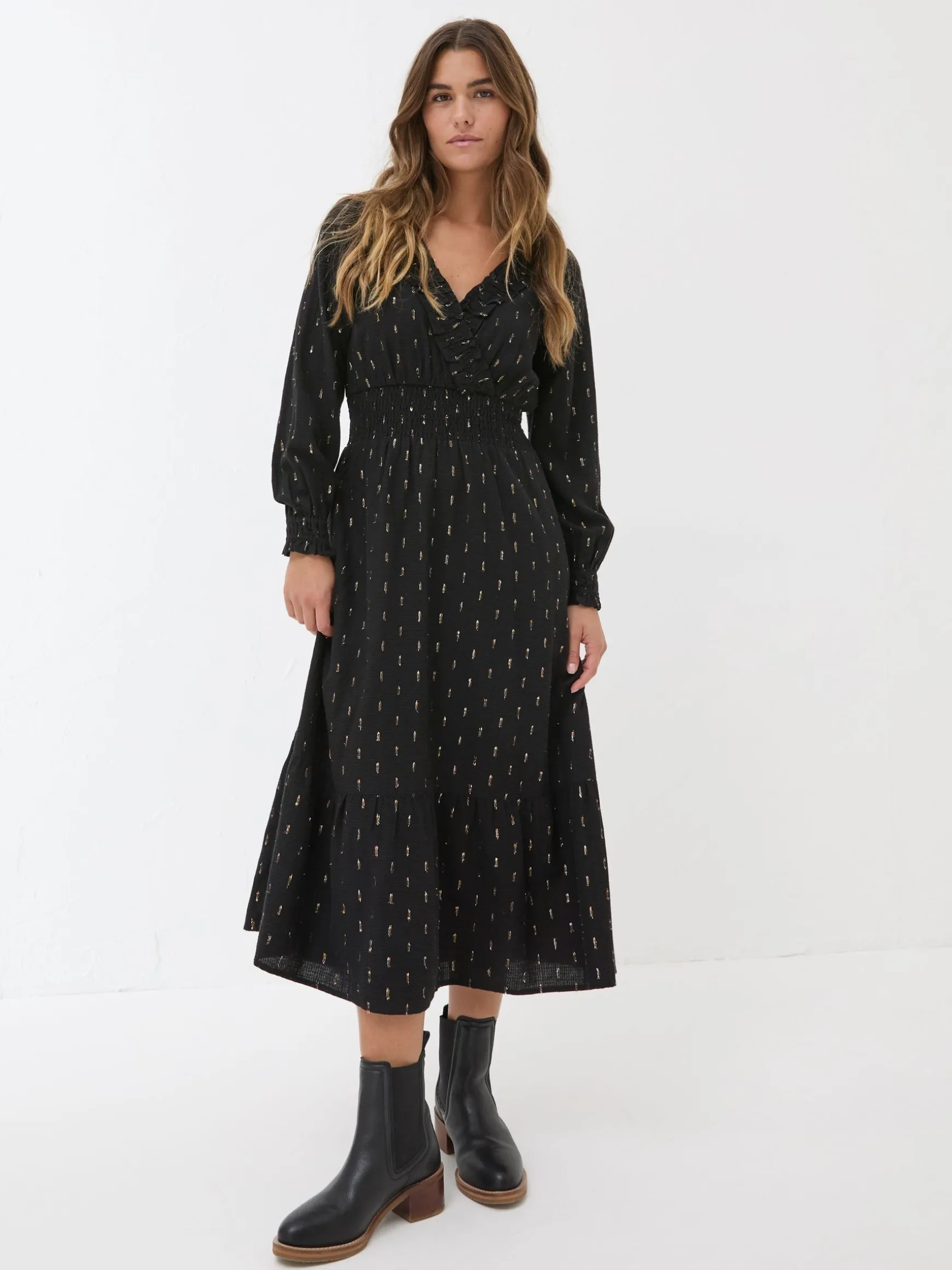 FatFace Rosie Midi Dress Black Sale