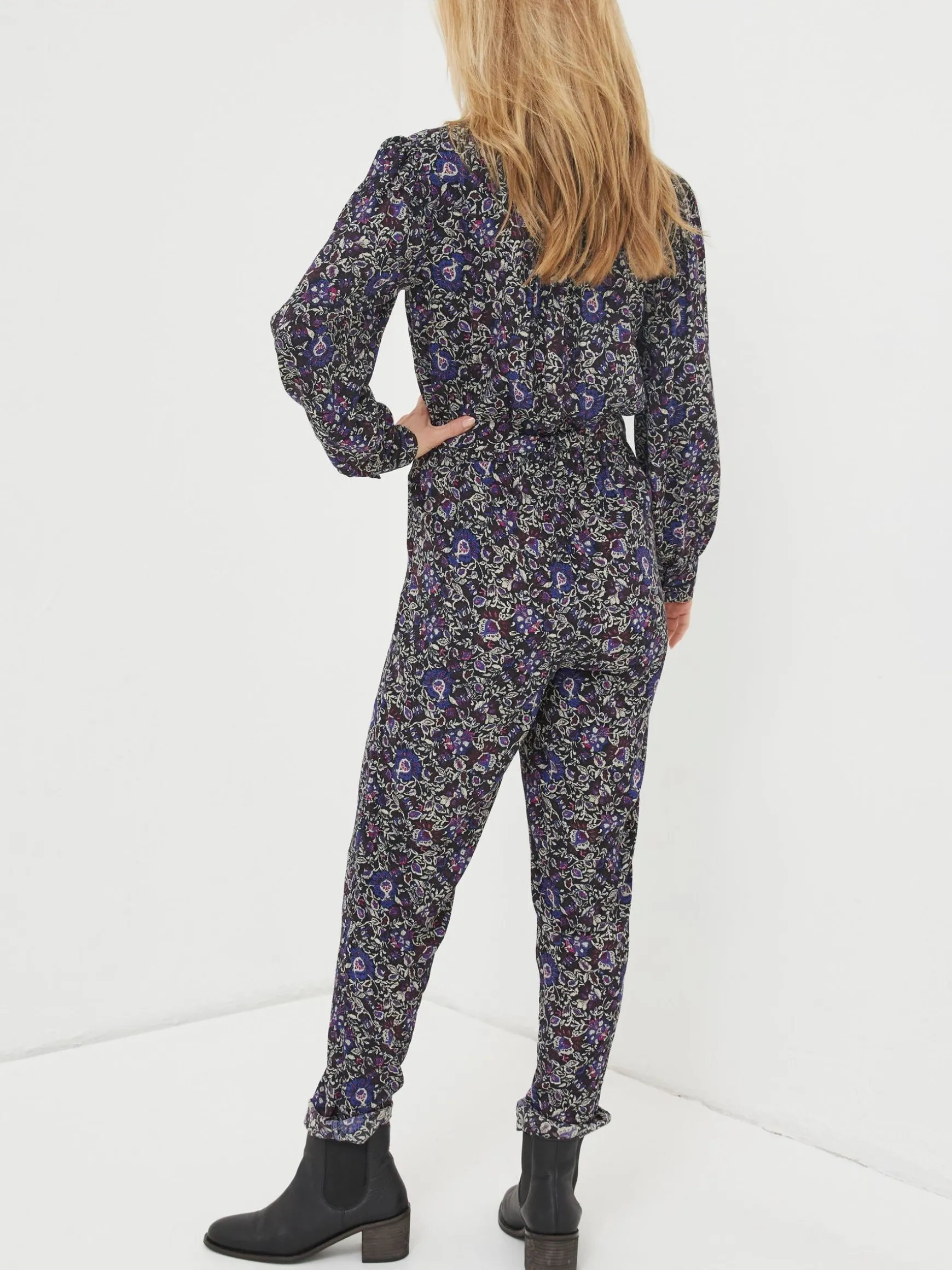 FatFace Vinnie Floral Jumpsuit Black Outlet