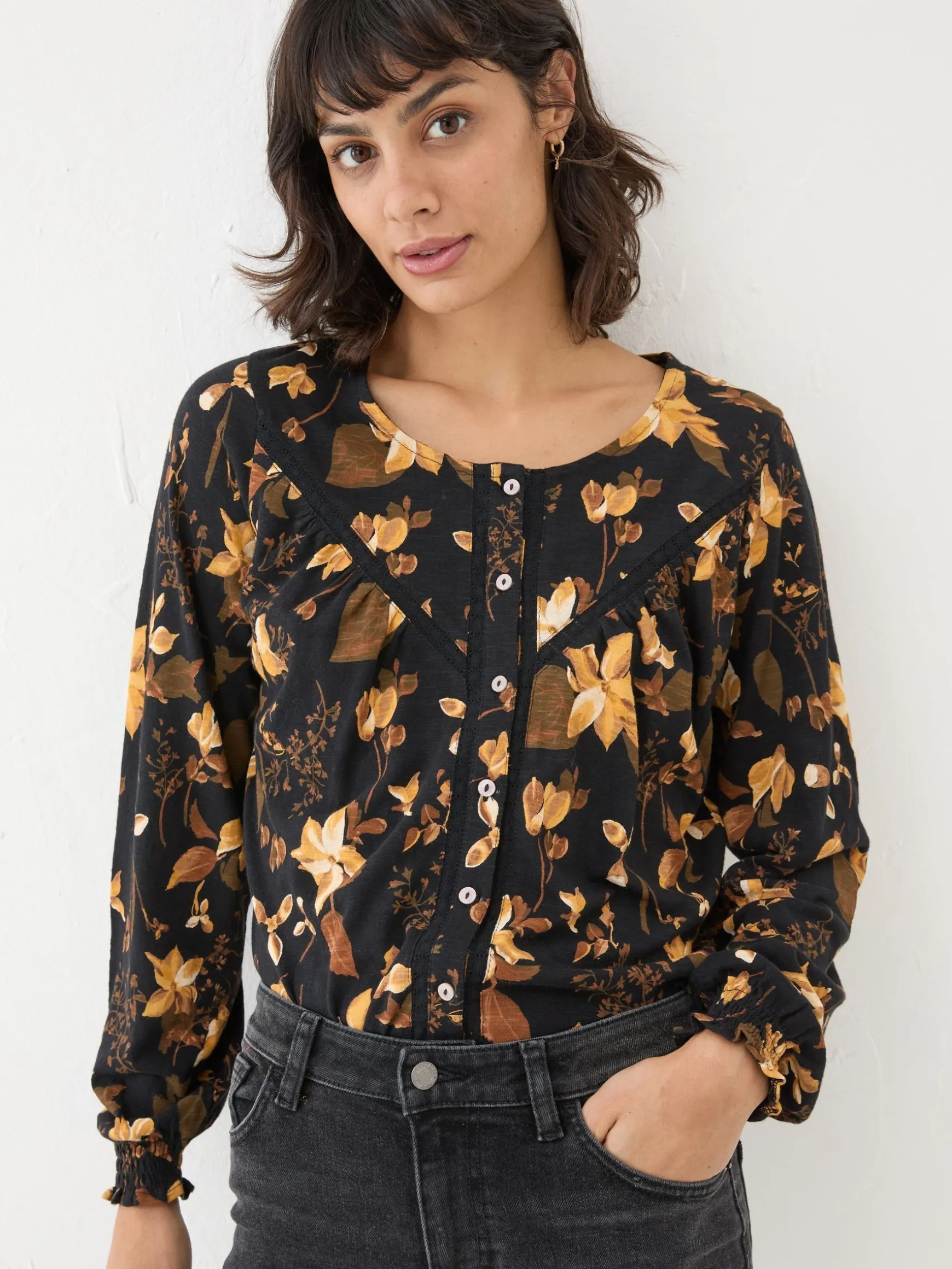 FatFace Wren Woodland Top Black Best