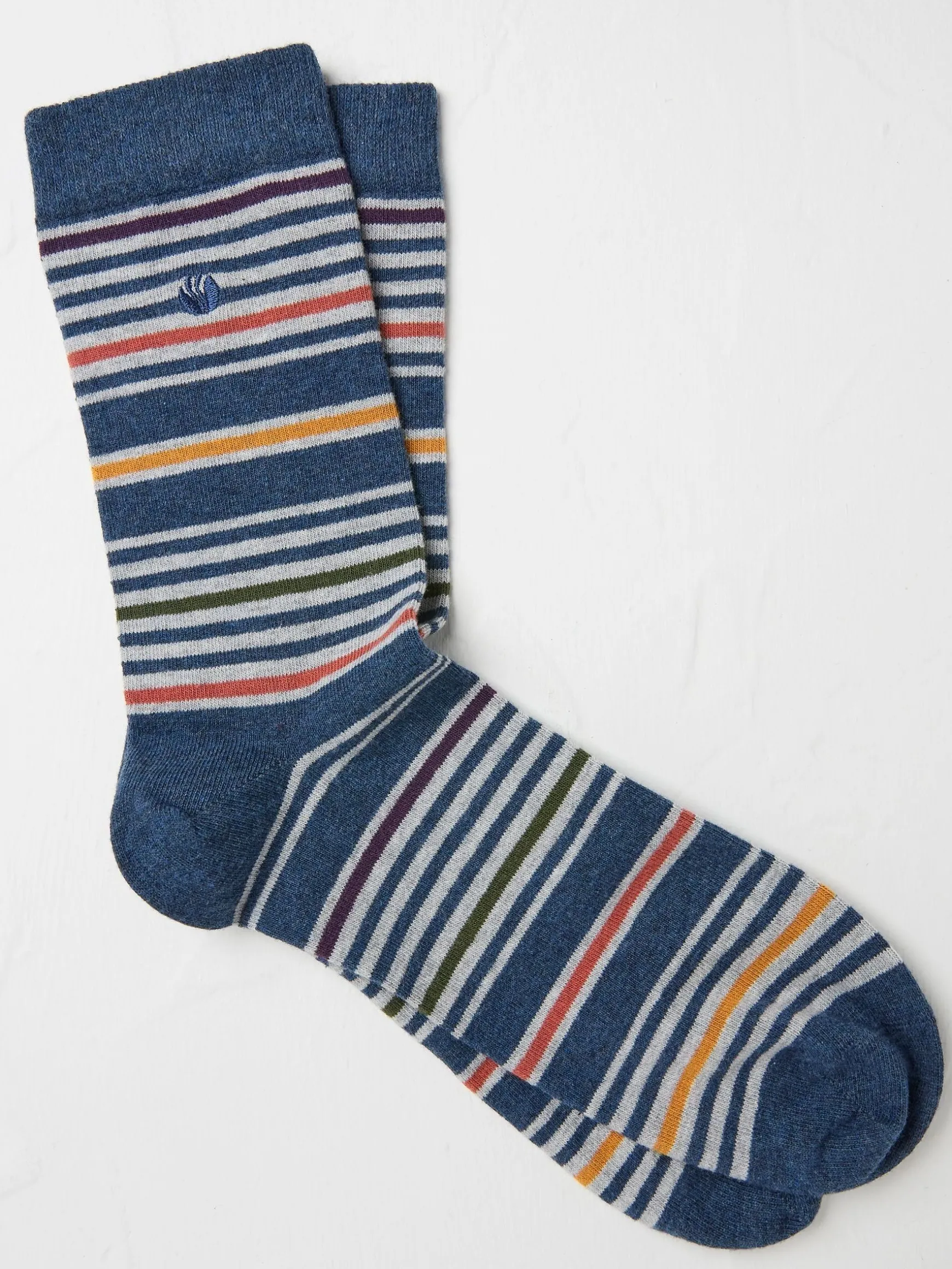 FatFace Men's Socks 1 Pack Blue & Grey Stripe Flash Sale