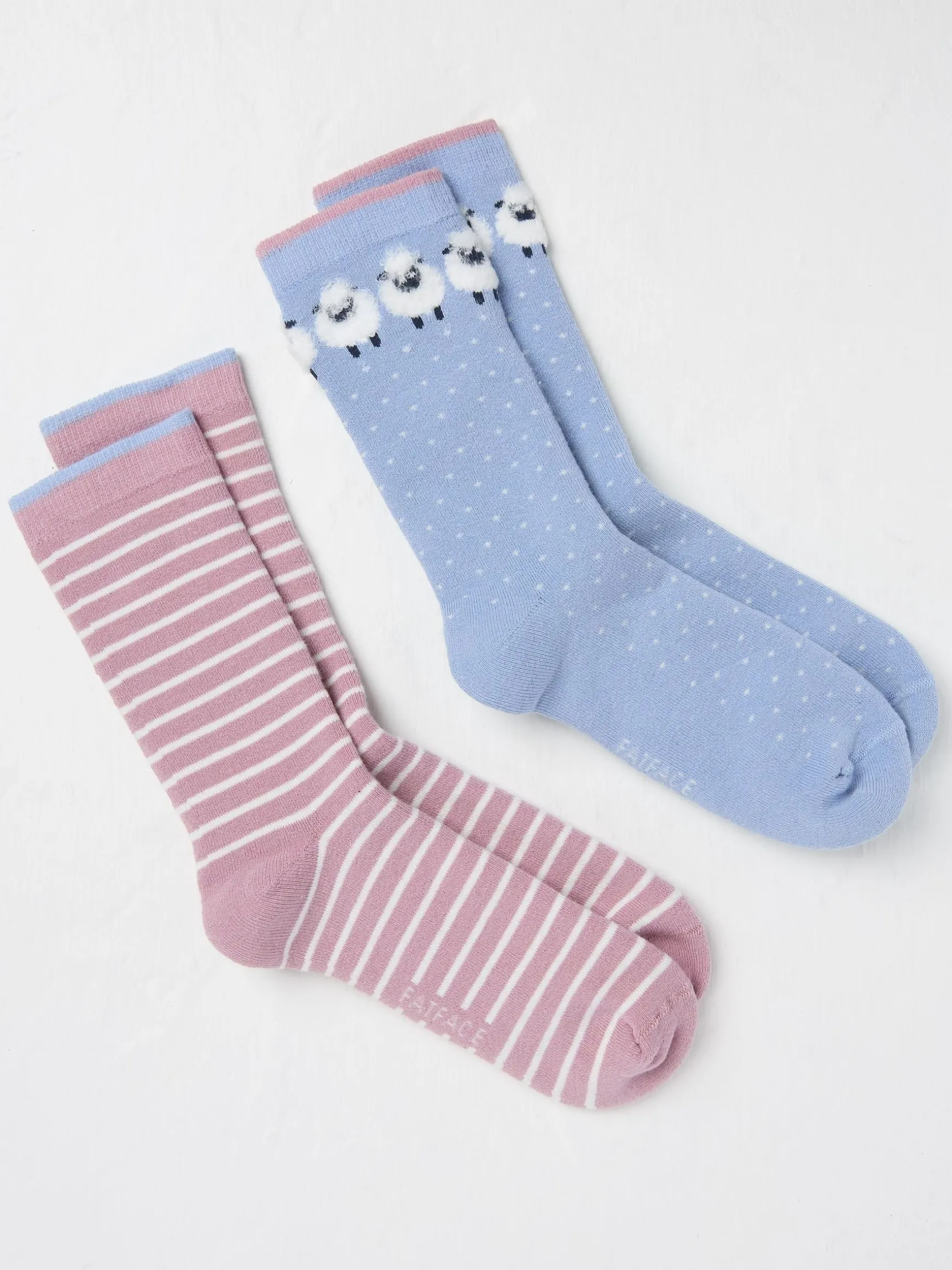 FatFace 2 Pairs Of Sheep Welly Socks Blue Outlet