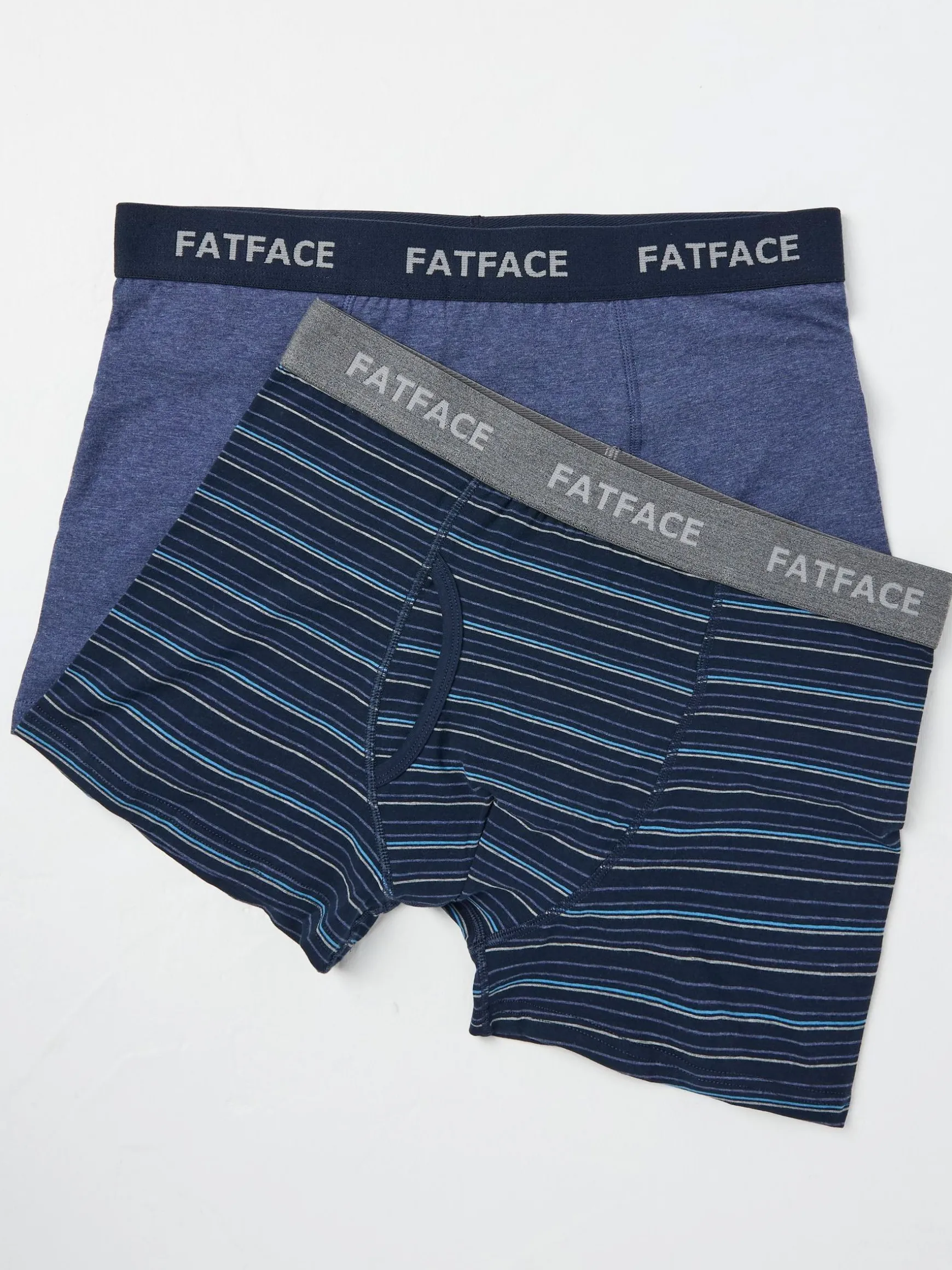 FatFace Barton Stripe Boxers 2 Pack Blue Shop