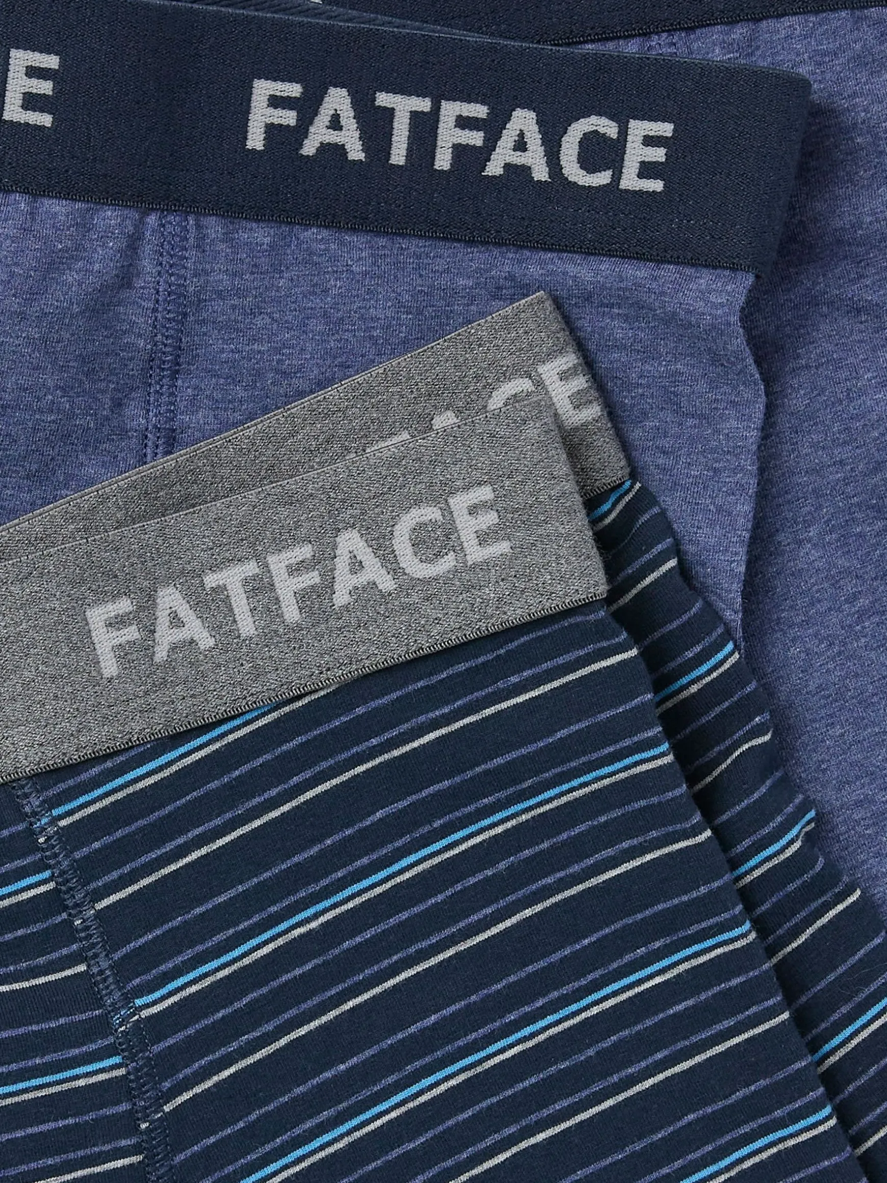 FatFace Barton Stripe Boxers 2 Pack Blue Shop