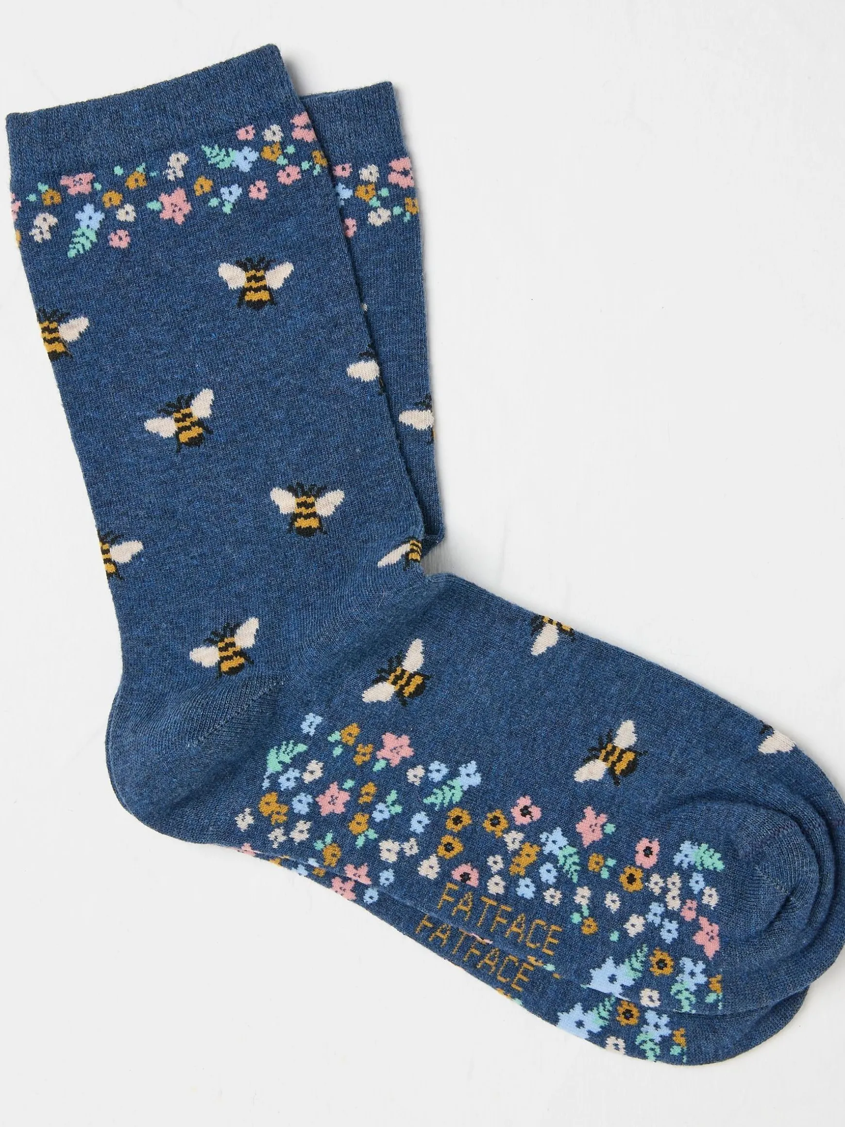 FatFace Women's Socks 1 Pack (size 4-7) Blue Bee Fashion