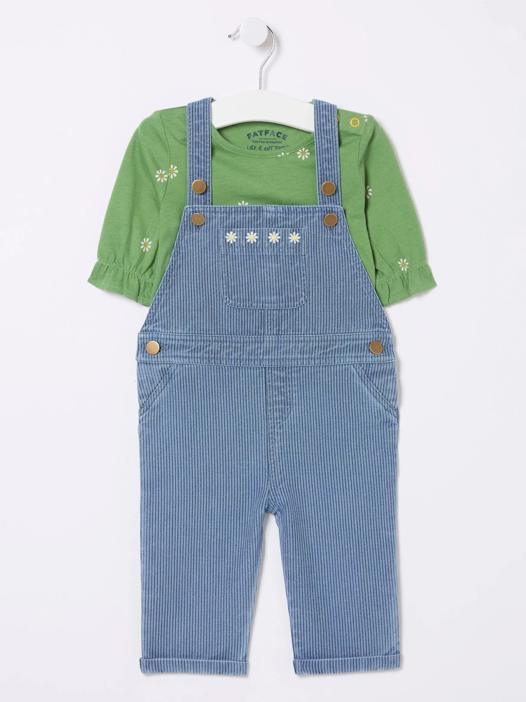 FatFace Stripe Dungarees Blue New