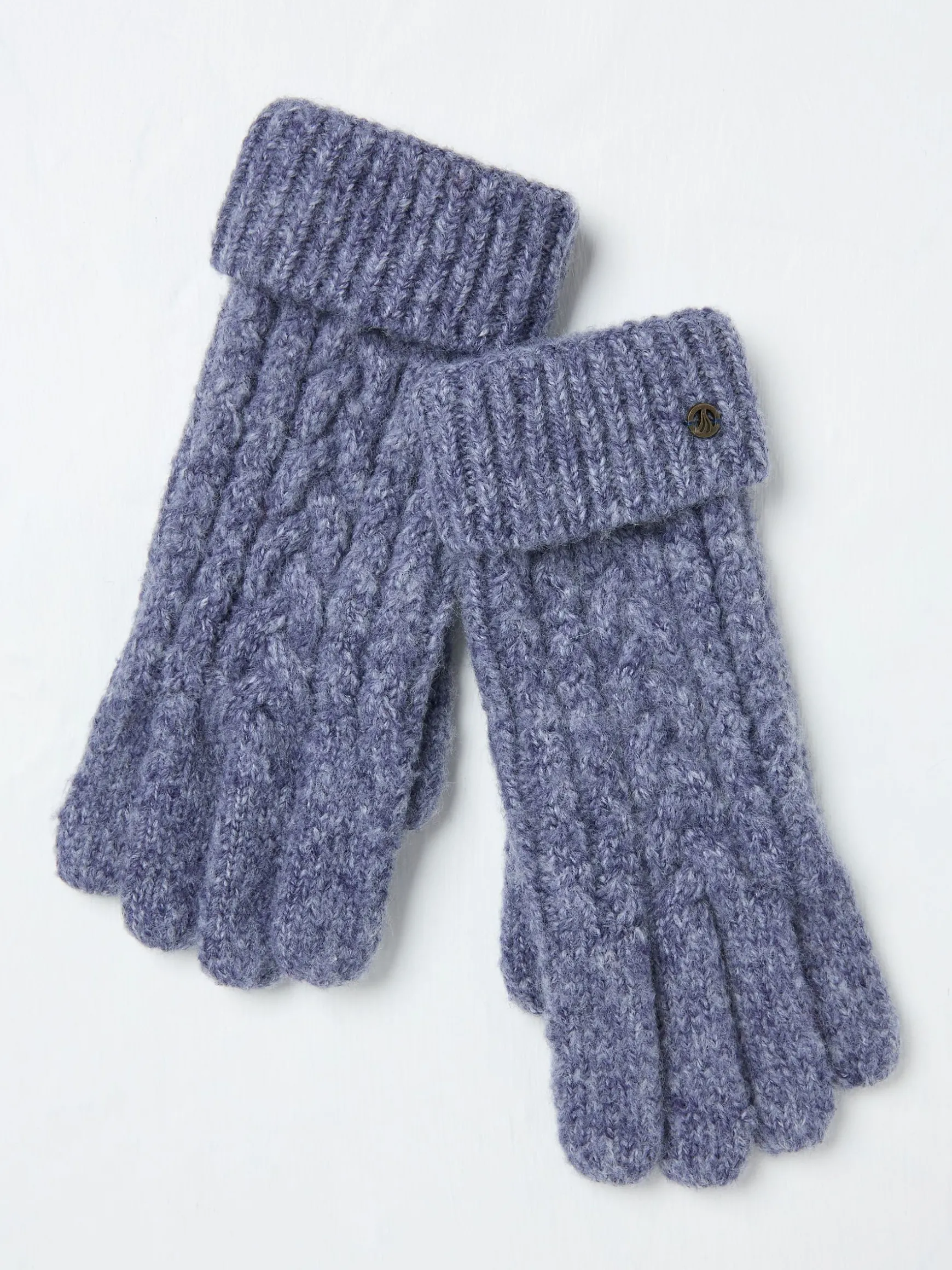 FatFace Cable Knit Gloves Blue Clearance