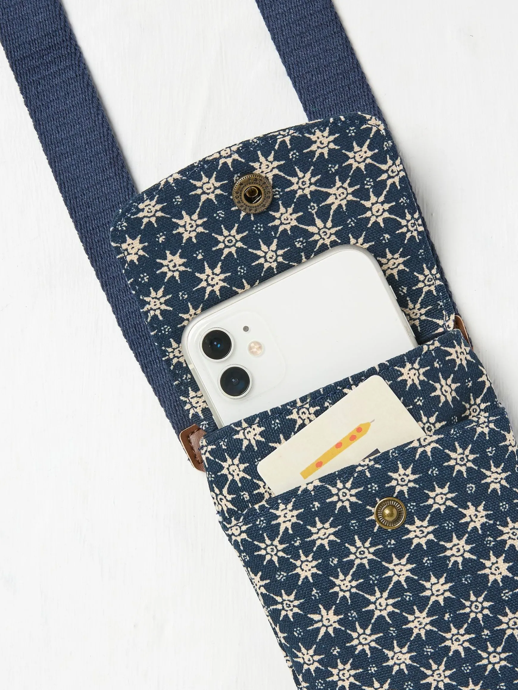 FatFace Canvas Phone Bag Blue Hot