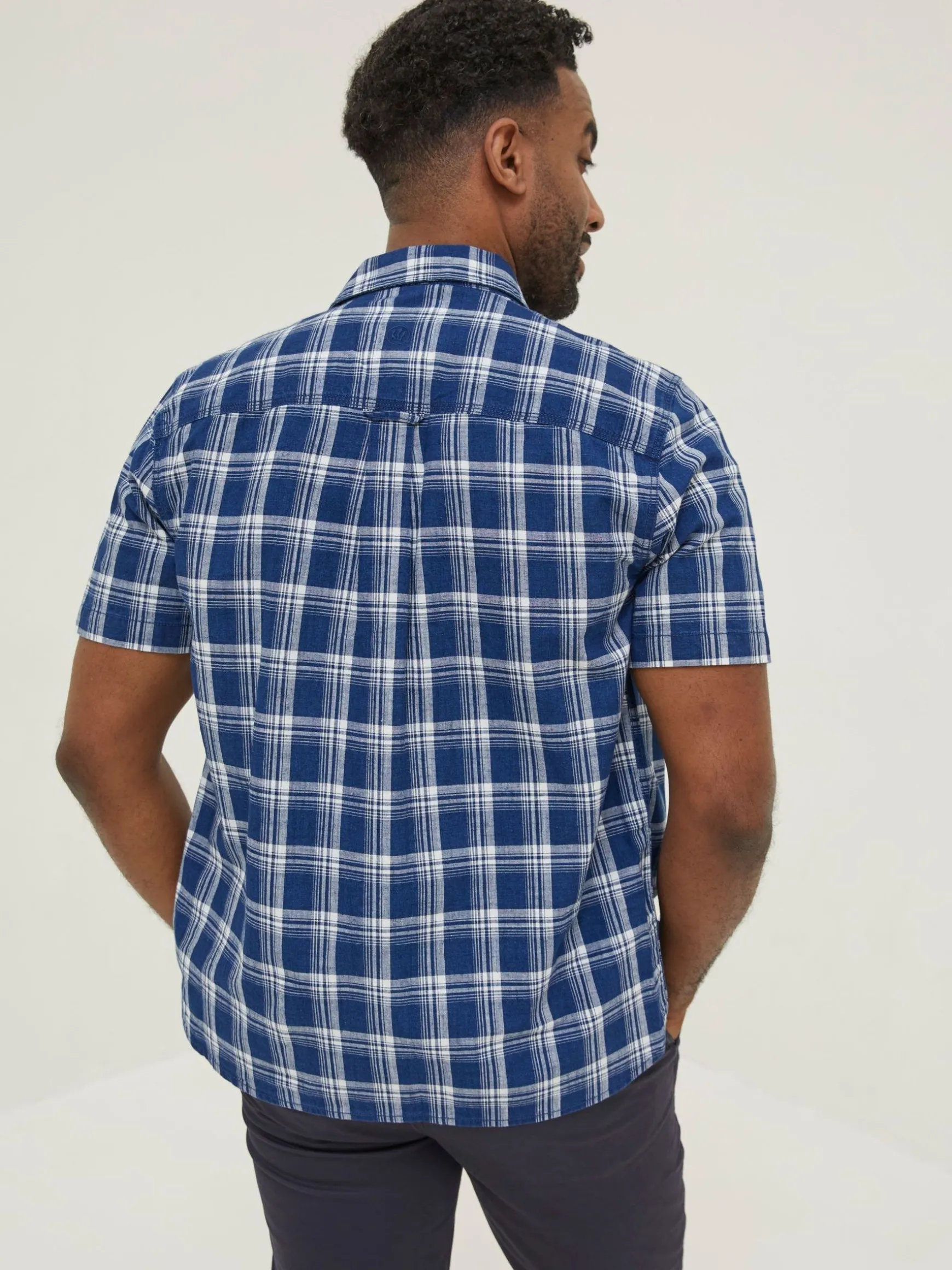 FatFace Crowford Check Shirt Blue Clearance