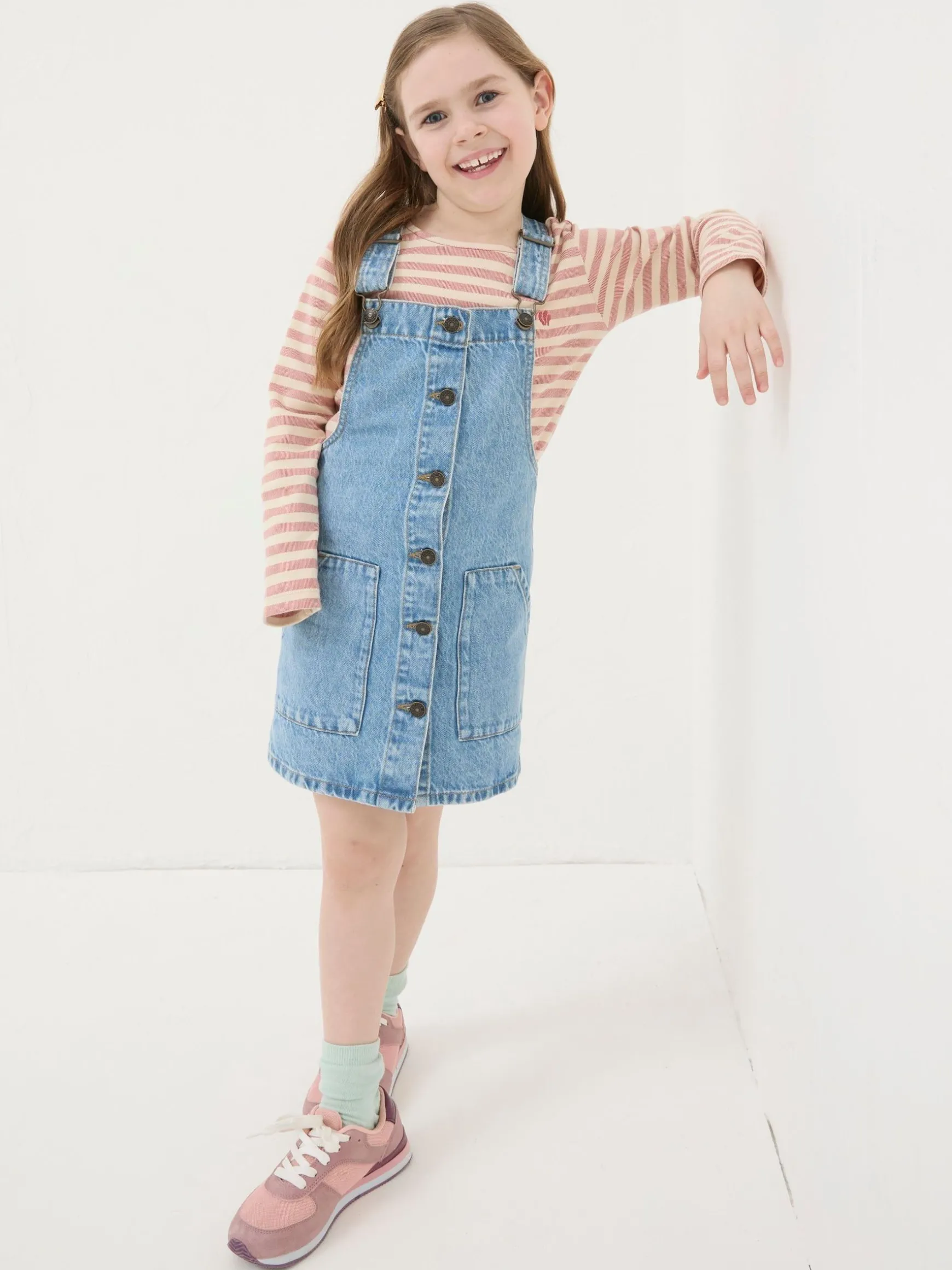 FatFace Denim Pinafore Dungarees Blue Shop