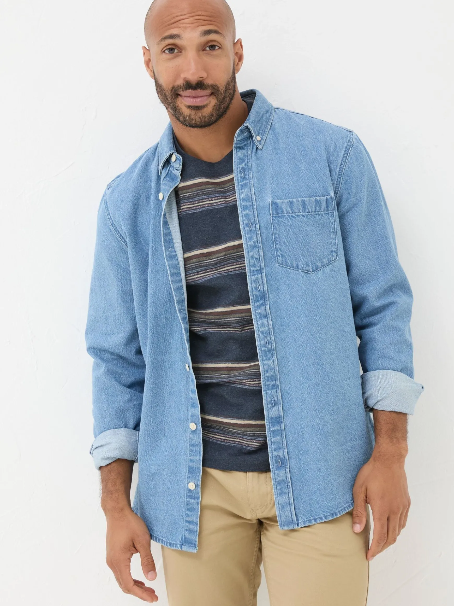 FatFace Denim Shirt Blue Cheap