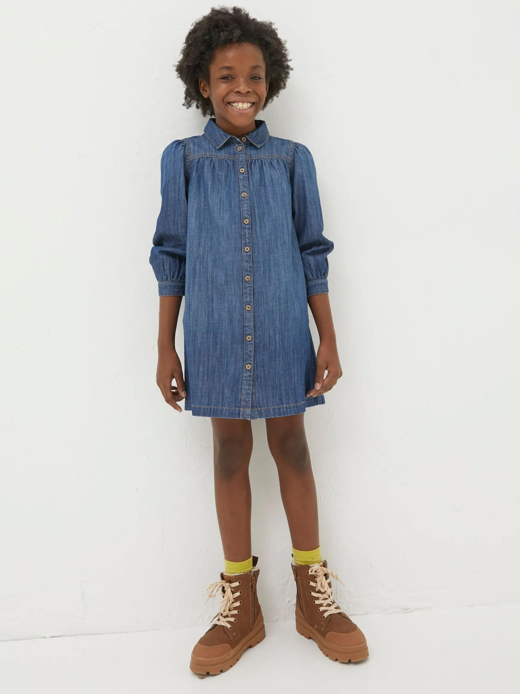 FatFace Denim Shirt Dress Blue Sale