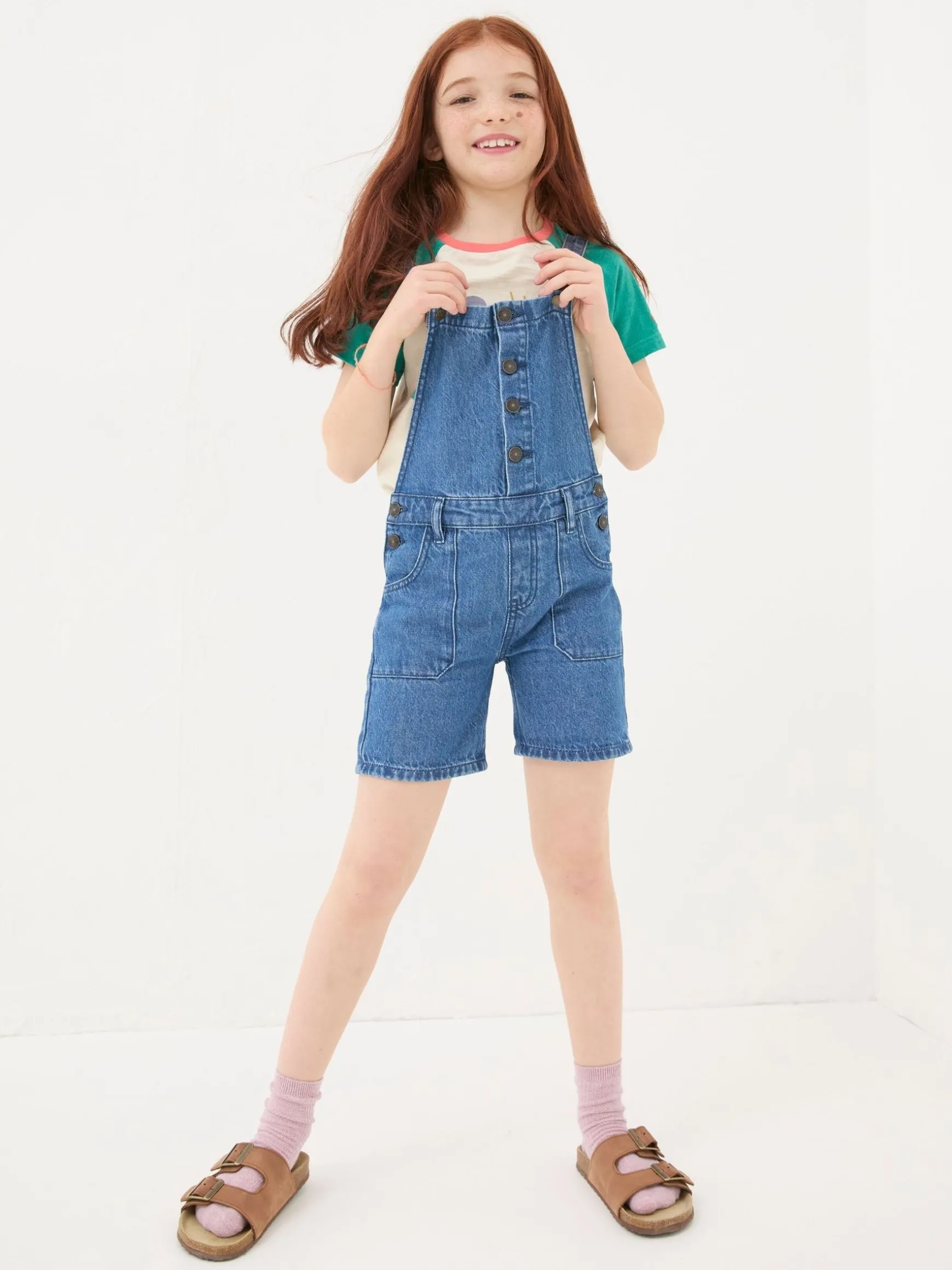 FatFace Denim Shortie Dungarees Blue Fashion