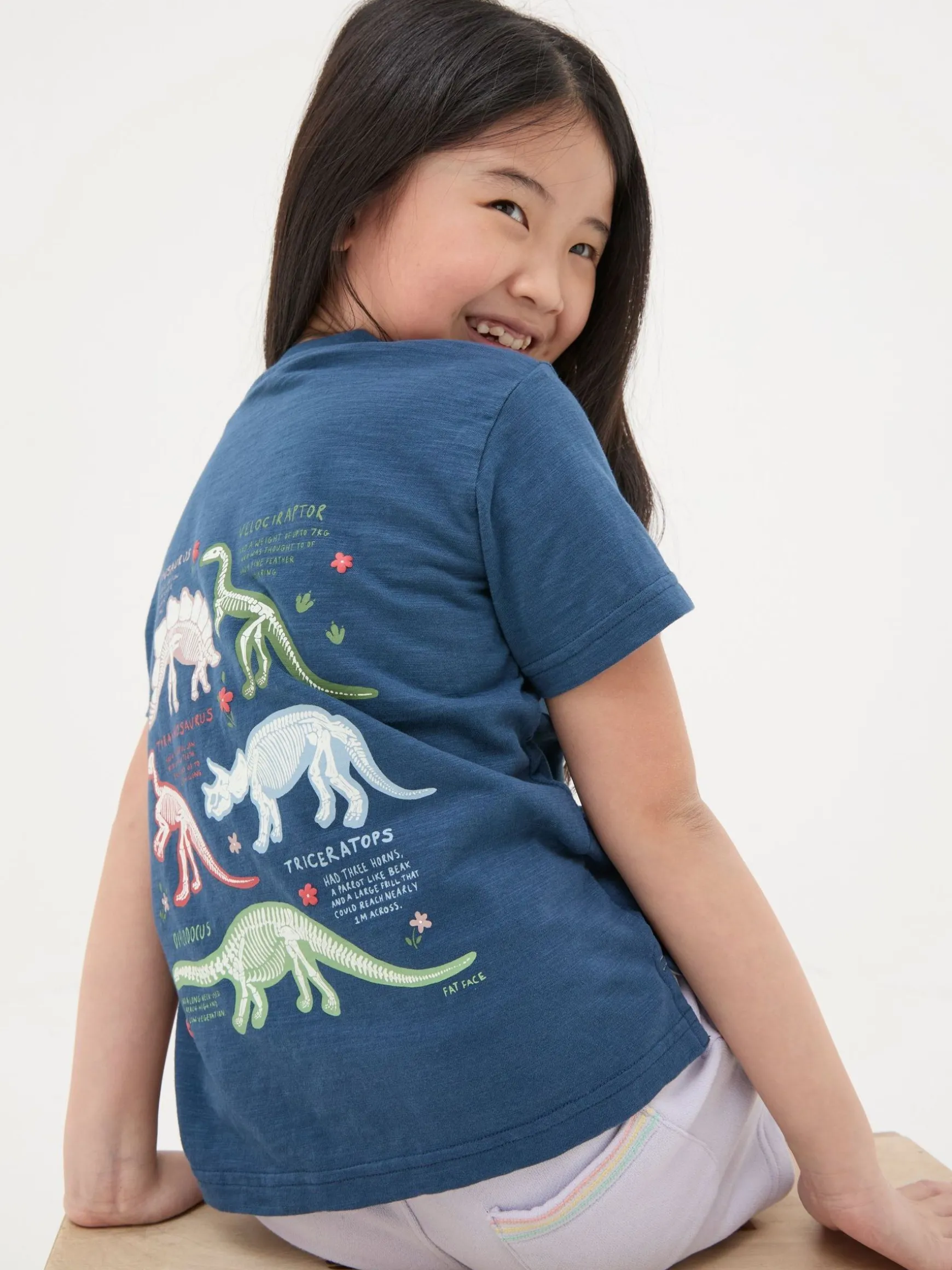 FatFace Dinosaur Graphic T-Shirt Blue Flash Sale