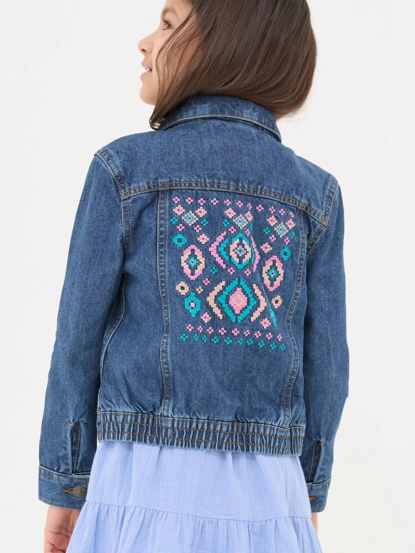 FatFace Embroidered Denim Jacket Blue Best