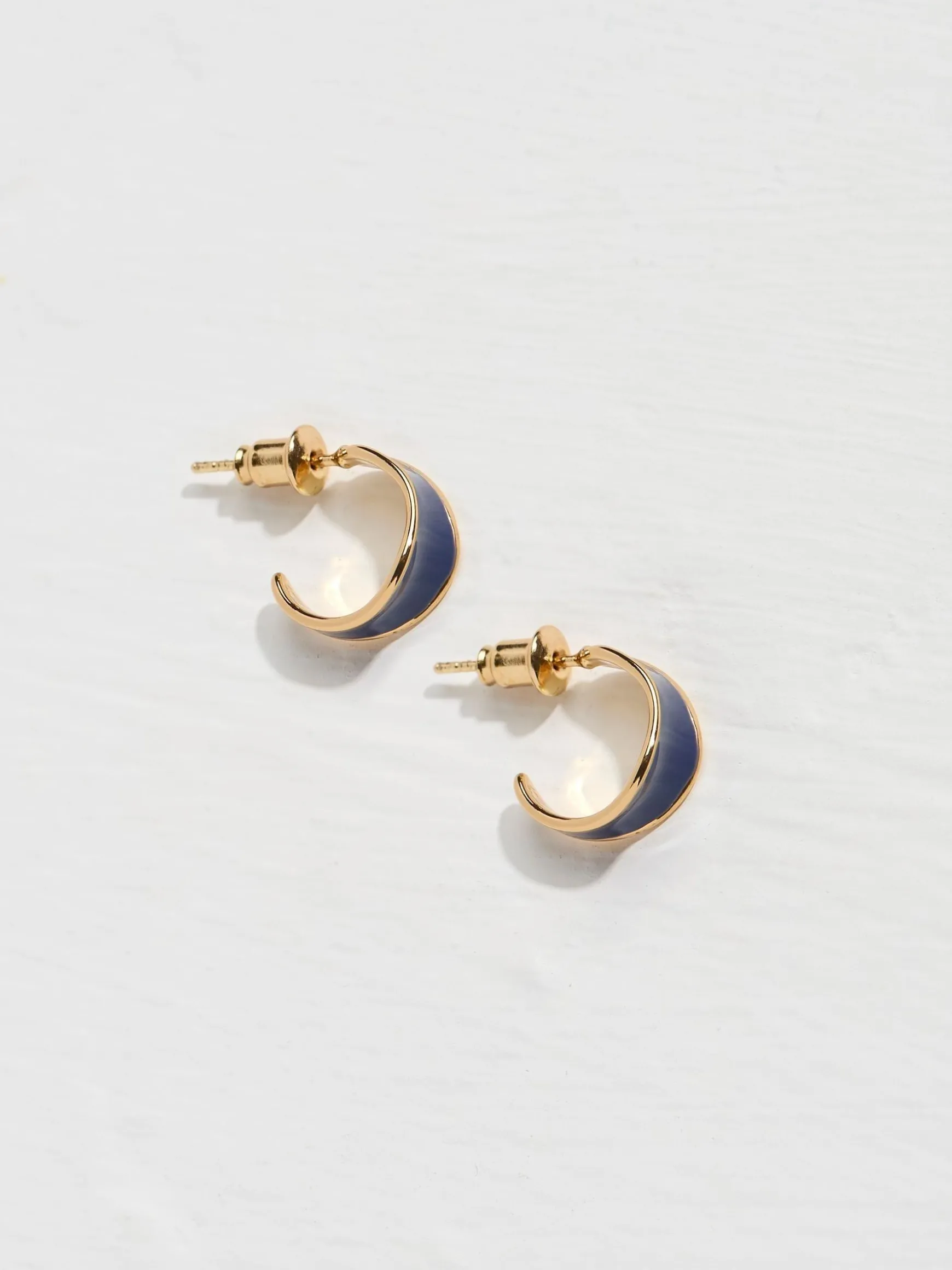 FatFace Enamel Huggy Hoops Blue Shop