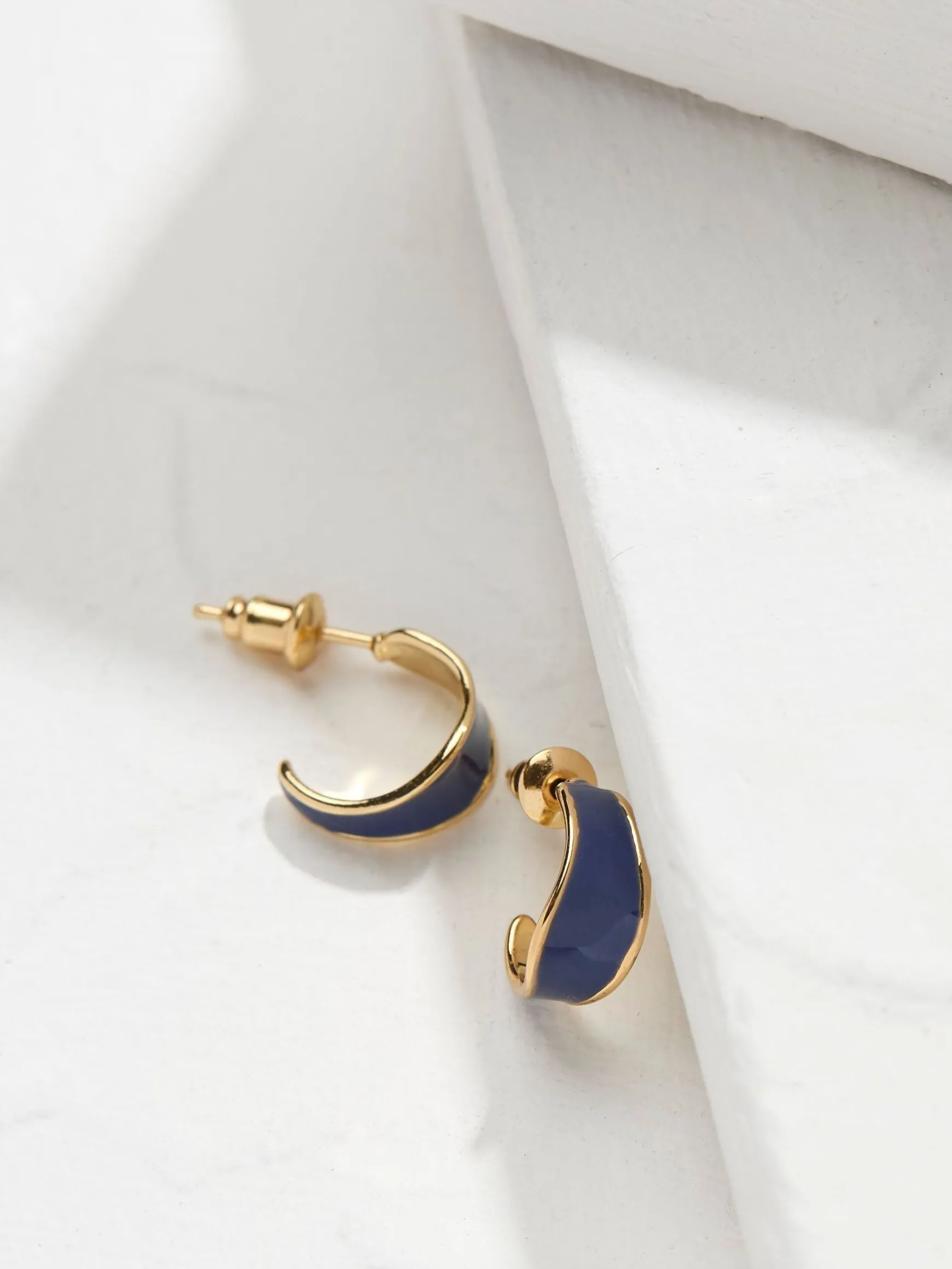 FatFace Enamel Huggy Hoops Blue Shop