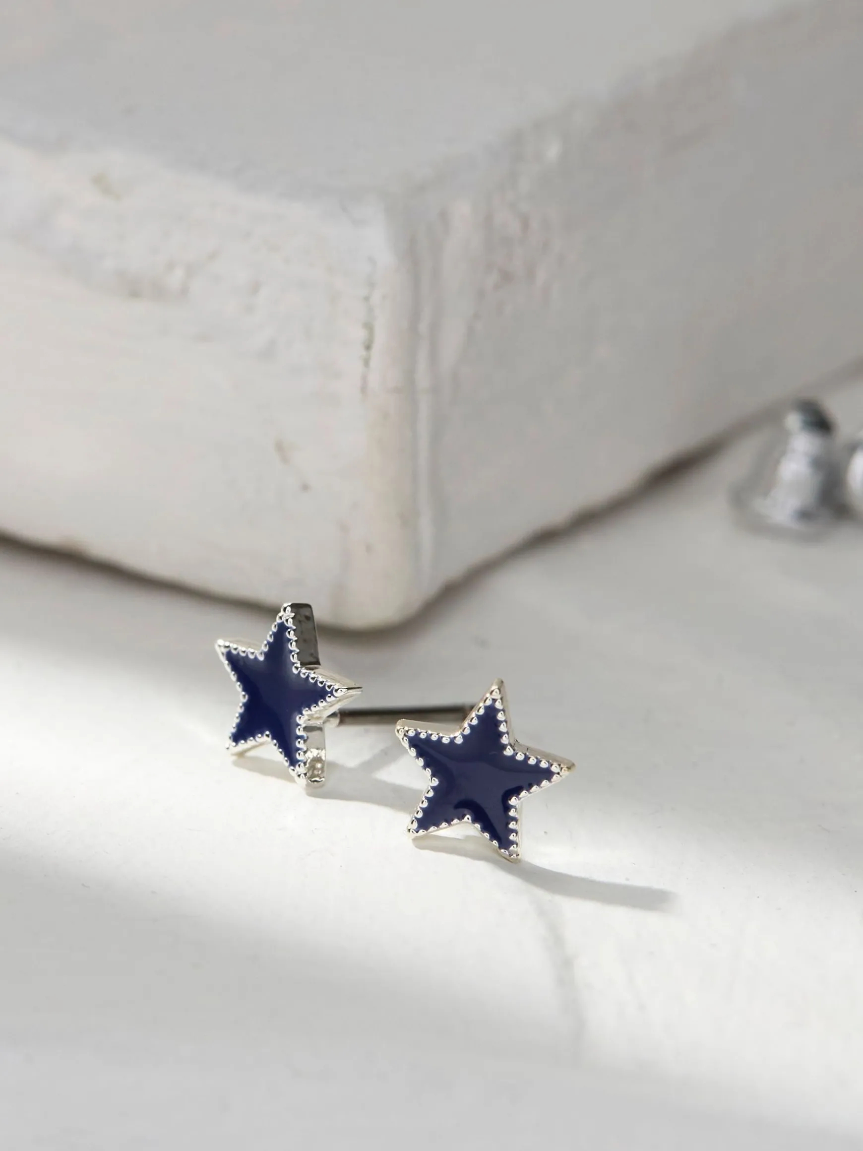 FatFace Enamel Star Studs Blue Clearance