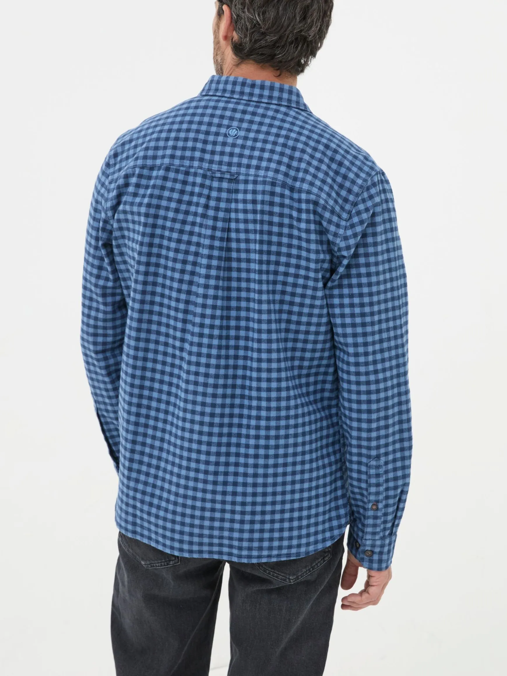 FatFace Everly Gingham Shirt Blue Outlet