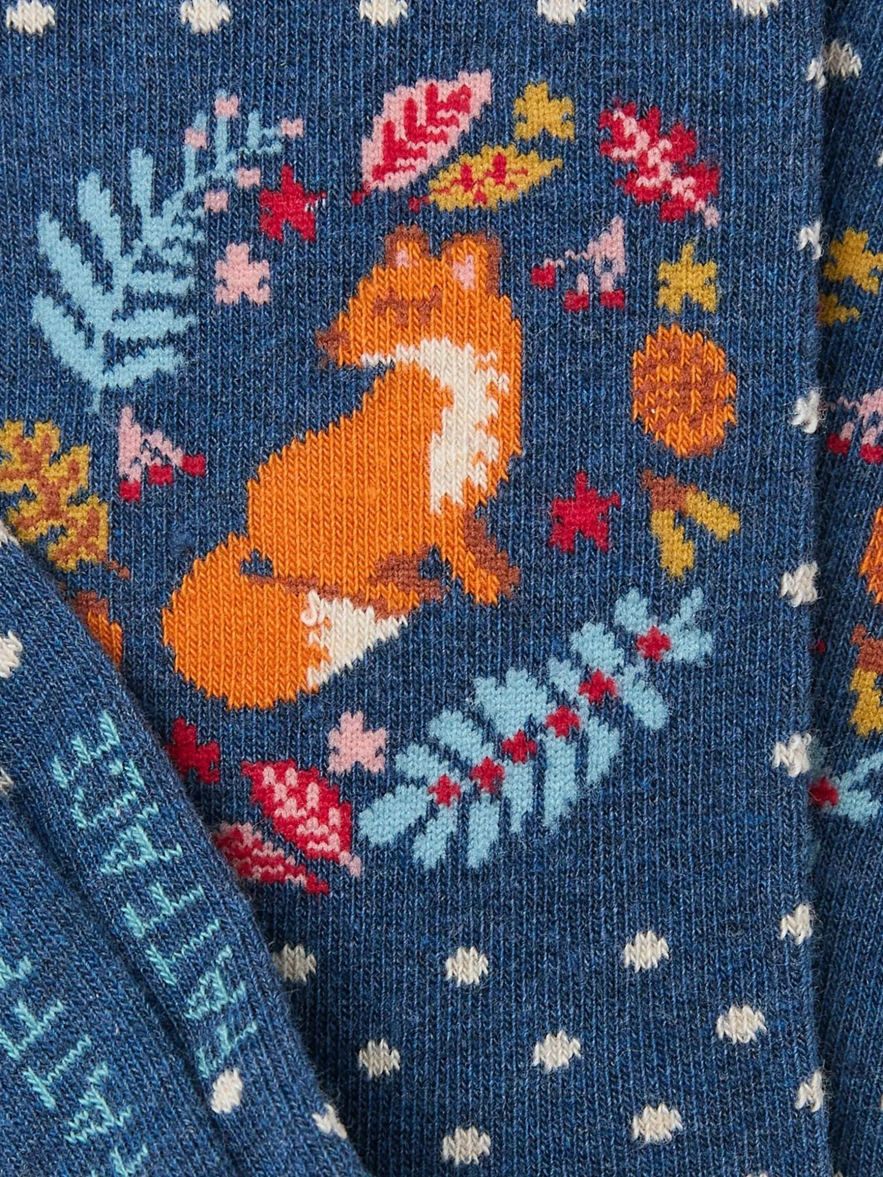 FatFace Women's Socks 1 Pack (size 4-7) Blue Fox Wreath Best Sale