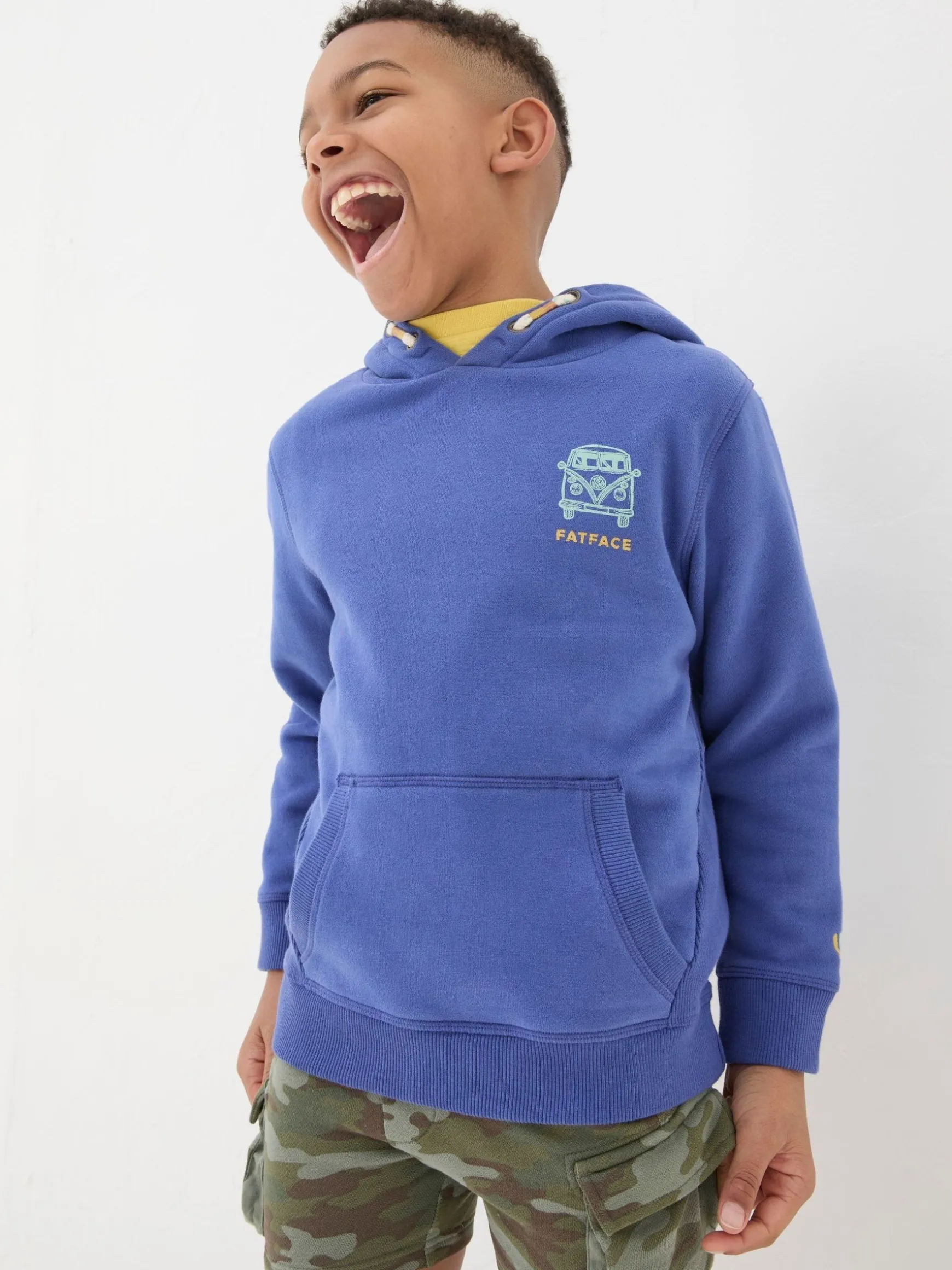 FatFace Graphic Popover Hoodie Blue Fashion