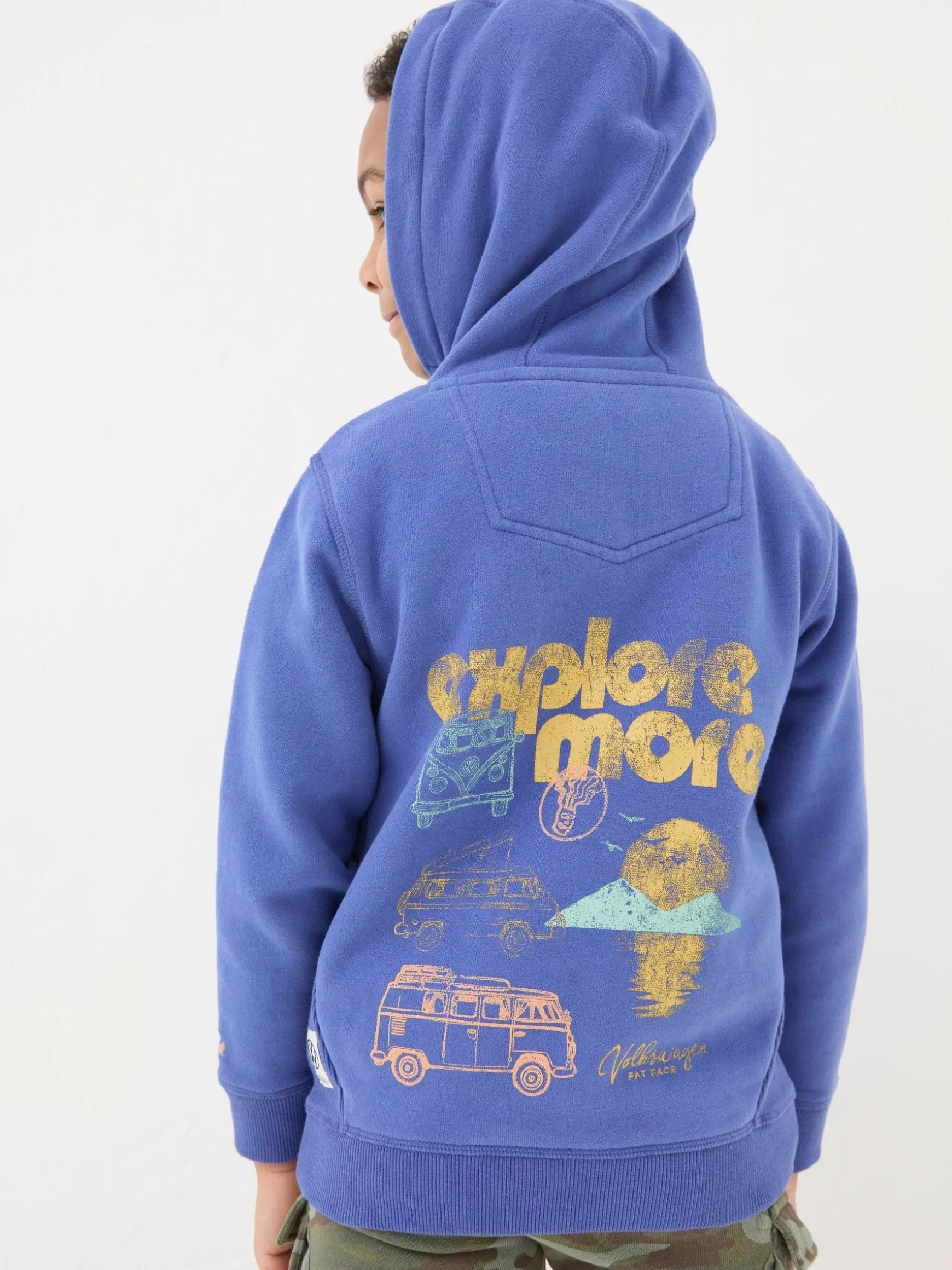 FatFace Graphic Popover Hoodie Blue Fashion